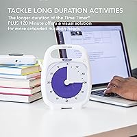 Vista 3 de TIME TIMER PLUS Temporizador visual de escritorio de 120 minutos con temporizador de cuenta regresiva con asa portátil para aula, oficina, educación