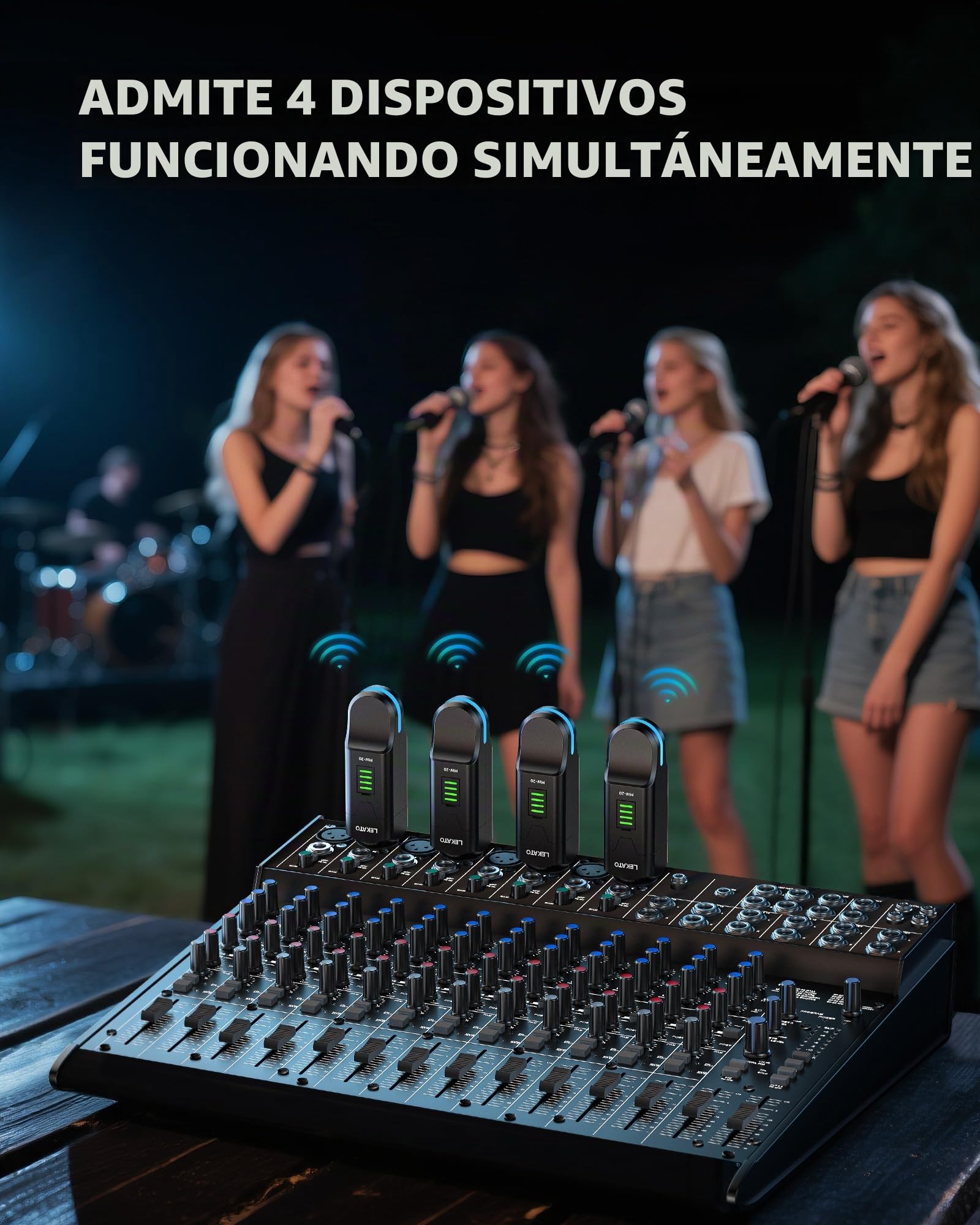 LEKATO Transmisor y receptor de micrófono XLR inalámbrico de 2.4 GHz, fuente de alimentación fantasma de 48 V, condensador/micrófonos dinámicos compatibles, Plug & Play, duración de 8 horas para