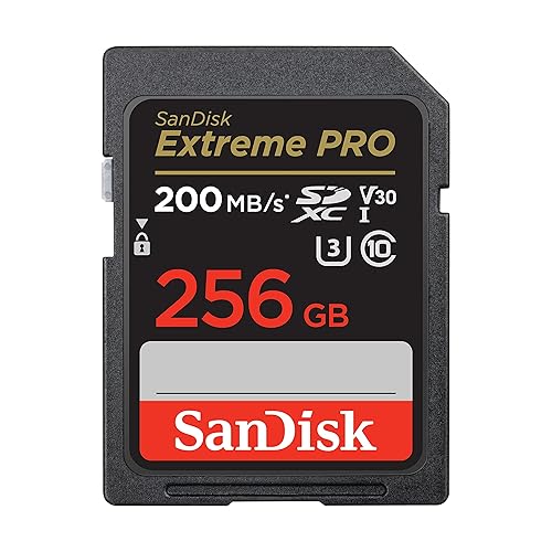 SanDisk 256GB Extreme PRO SDXC card, SD Card, V30 Memory Card, 4K UHD, up to 200 MB/s, SanDisk QuickFlow Technology, RescuePro Deluxe Data Recovery Software, UHS-I, Class 10, U3, V30 - UHS-I V30 - 256GB