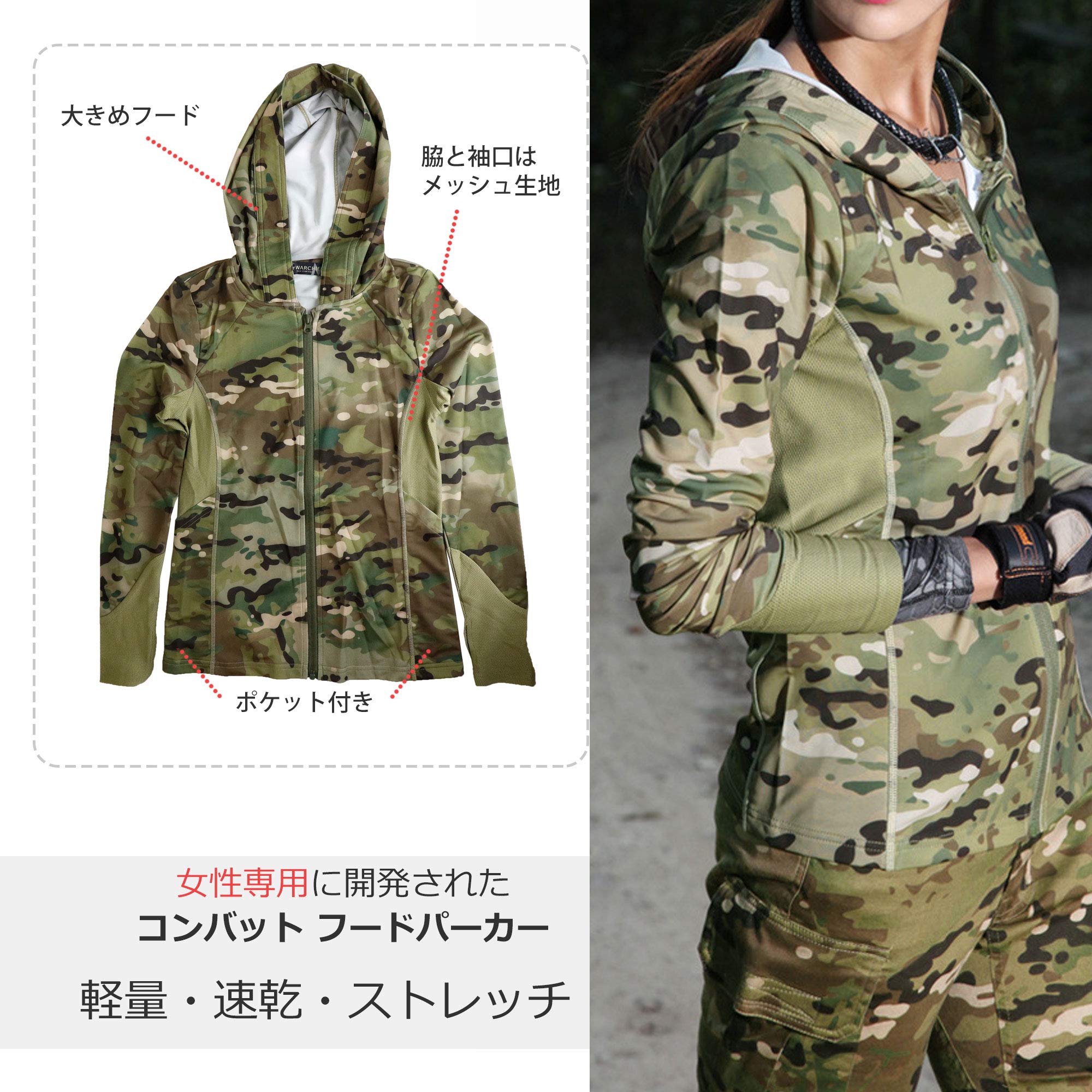 Amazon.co.jp: SHENKEL ドライ メッシュ フードパーカー 長袖 指穴 