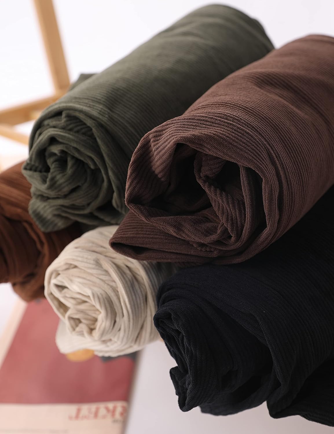 SCUSTY Women's Vintage Corduroy High Elastic Waist Wide Leg Pocketed Pants Trouser - Image 7