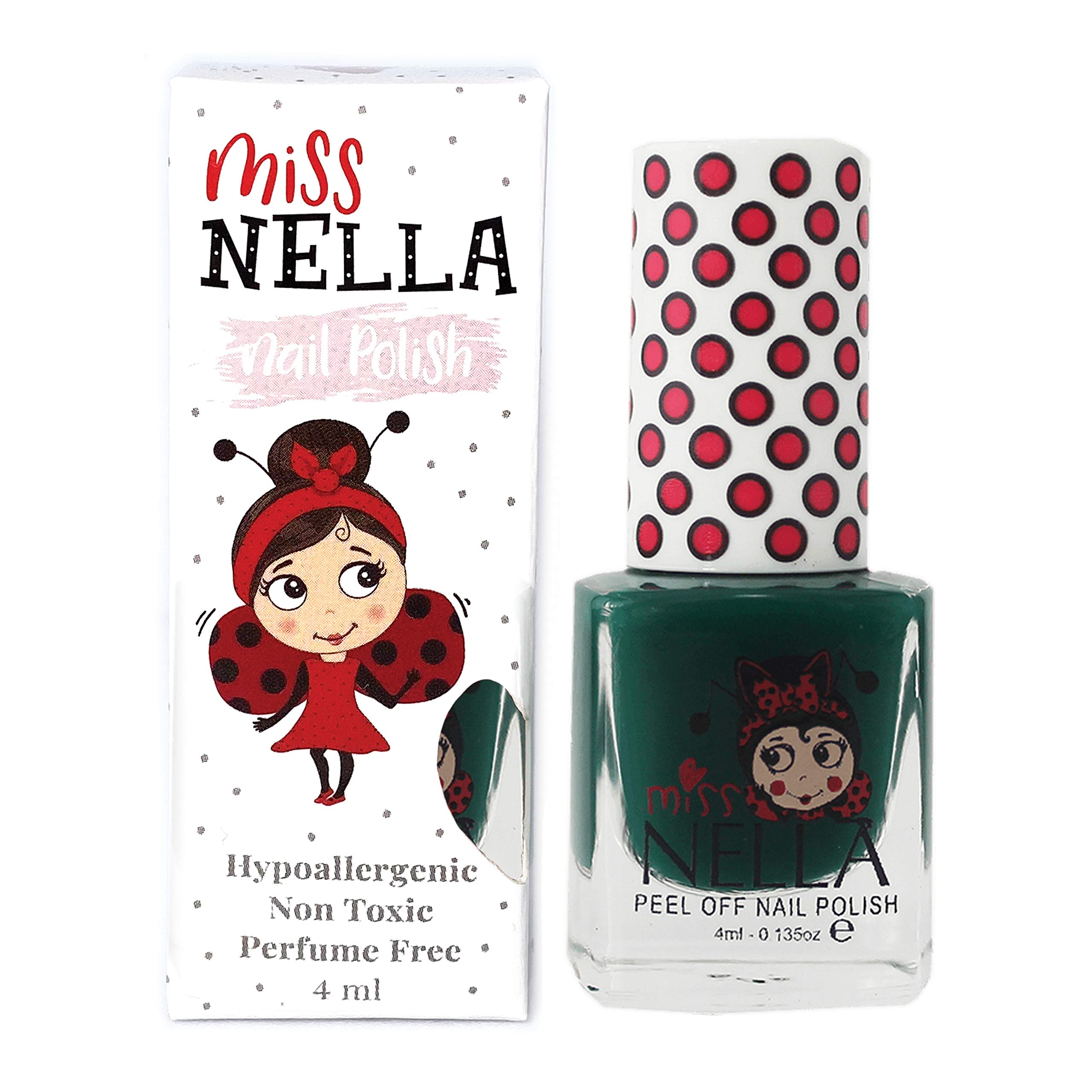MISS NELLA FIELD TRIPS – Safe Special Dark Green Nail Polish for Kids, Non-Toxic & Odor Free Formula for Children and Toddlers, Natural Water Based for Easy Peel Off