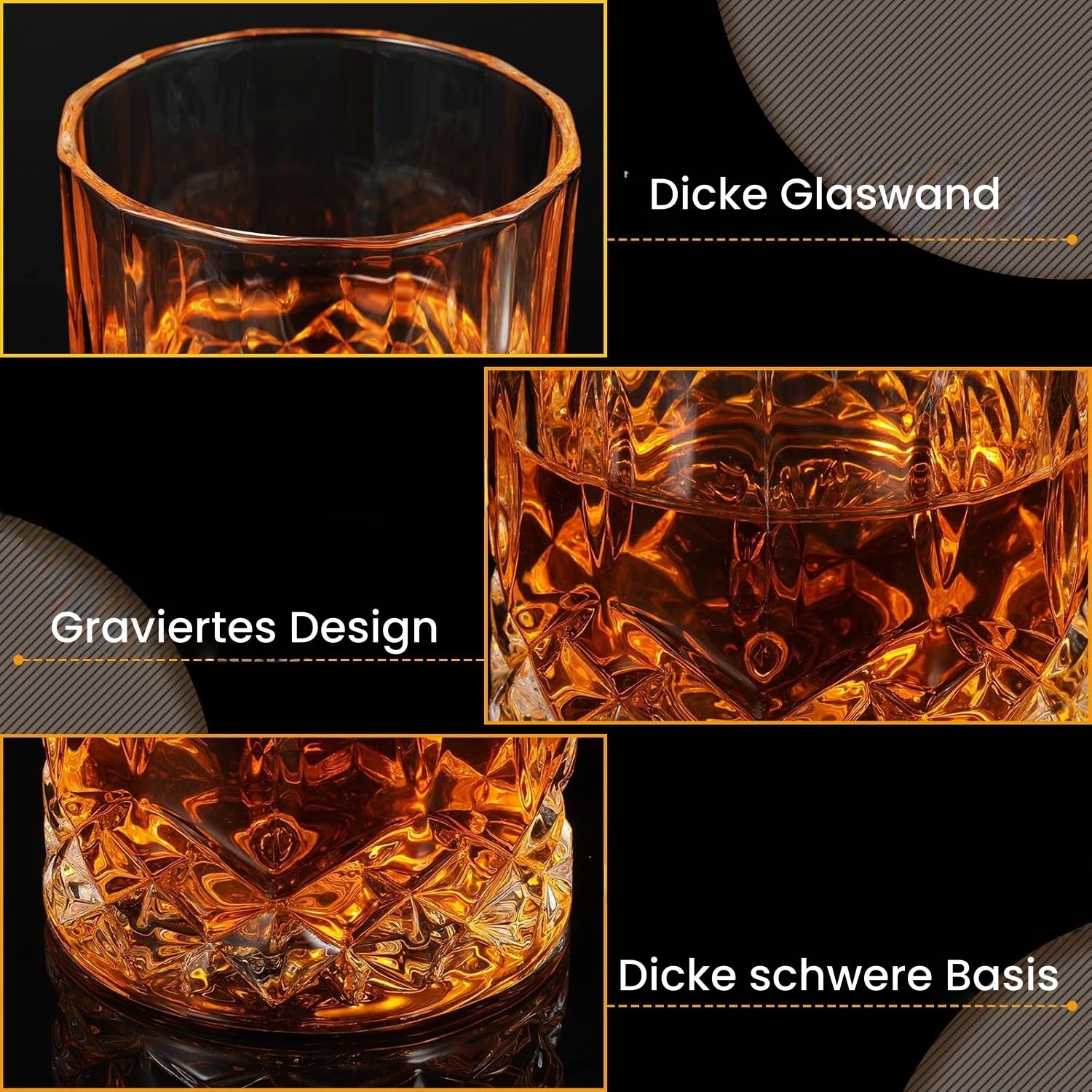 Whisky Gläser Set 6 Stück Whiskygläser Geschenke Spülmaschinenfest, 210ml Crystal Glass, Whisky-Geschenk (6 Stück Transparent RCS006)