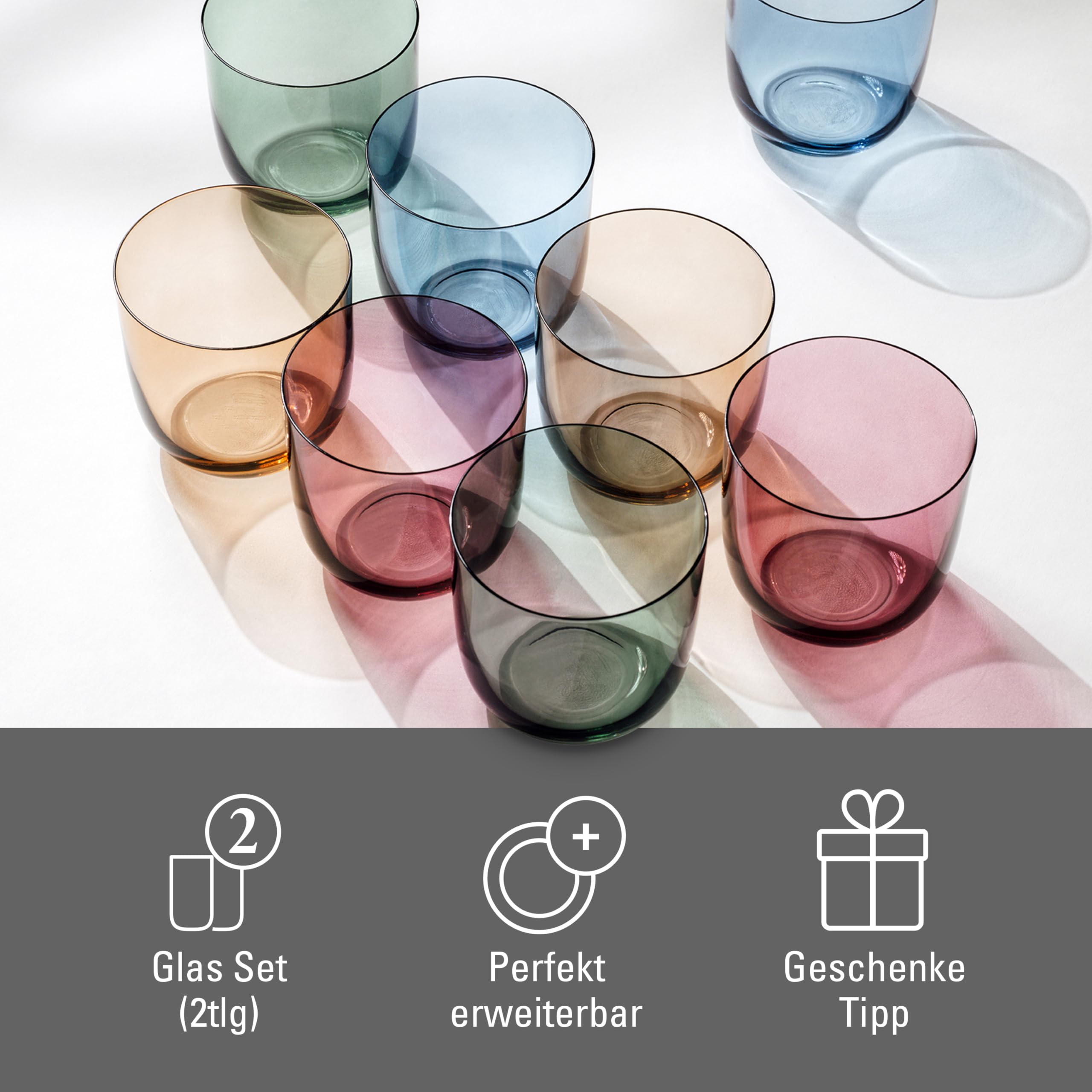 like. by Villeroy & Boch - Like Clay Water Glass Set 2 pces, Coloured Glass Brown, Capacity 280 ml, 280 ml - 1-Pack - Image 4