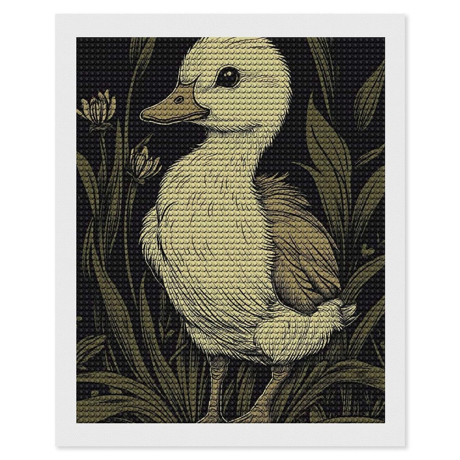 Junmoney Duckling in Grass Diamond Art Kit 16"x20", Neat Printed Canvas, Finish and Display, Relaxing DIY Hobby, Living Room Decor