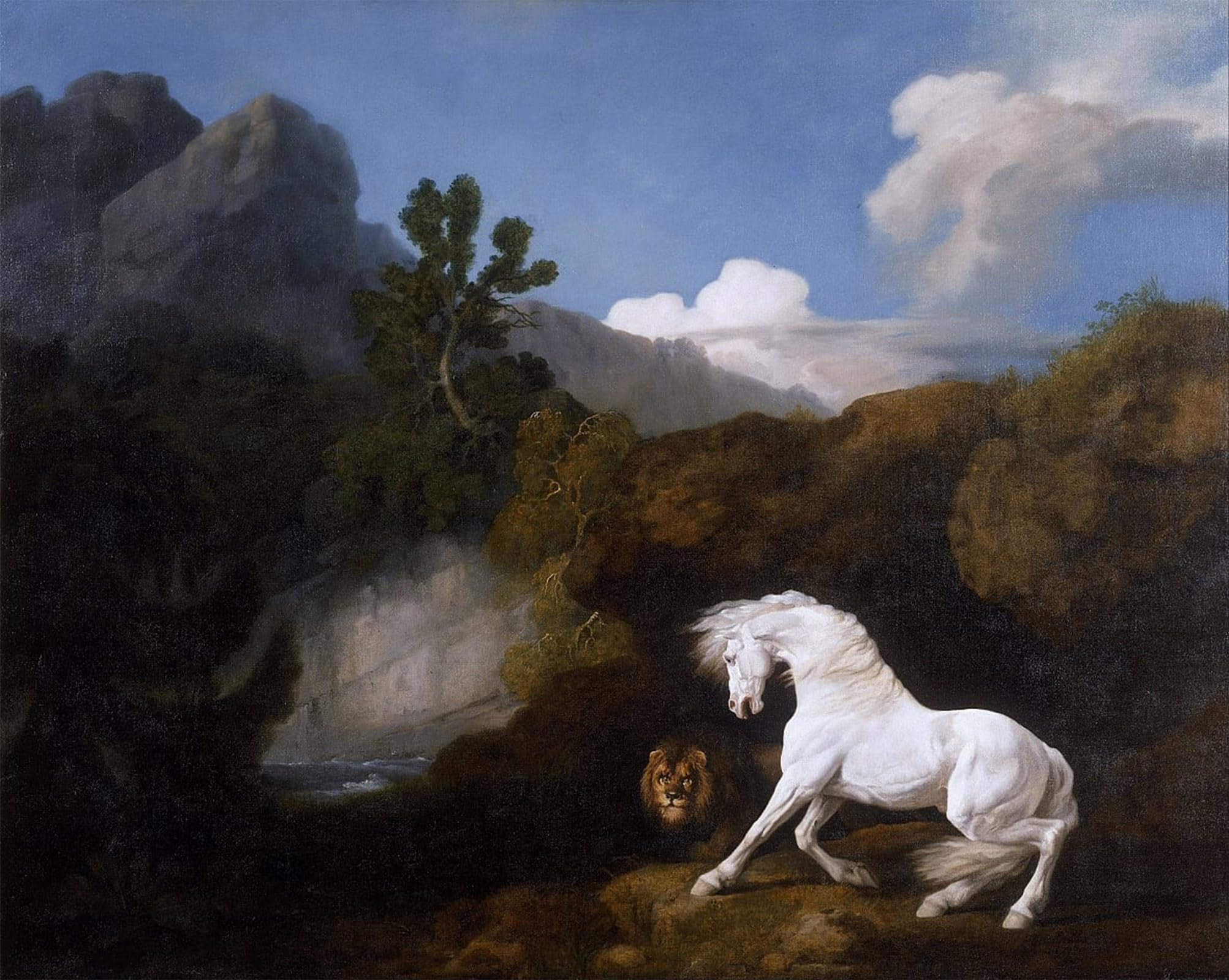 ARTXLXXBN Famous Prints Artwork Pictures Poster Painting Art Horse Frightened by a Lion by George Stubbs Artwork Landscape Pictures for Home Decor 60x90cm