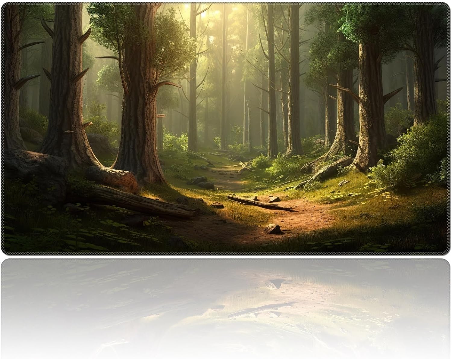 DEGDFSGR 24 x 14 Inches TCG Playmat, Non-Slip Rubber Base, HD Cover, Magic The Gathering Playmat, Sunshine Fairy Tale Forest