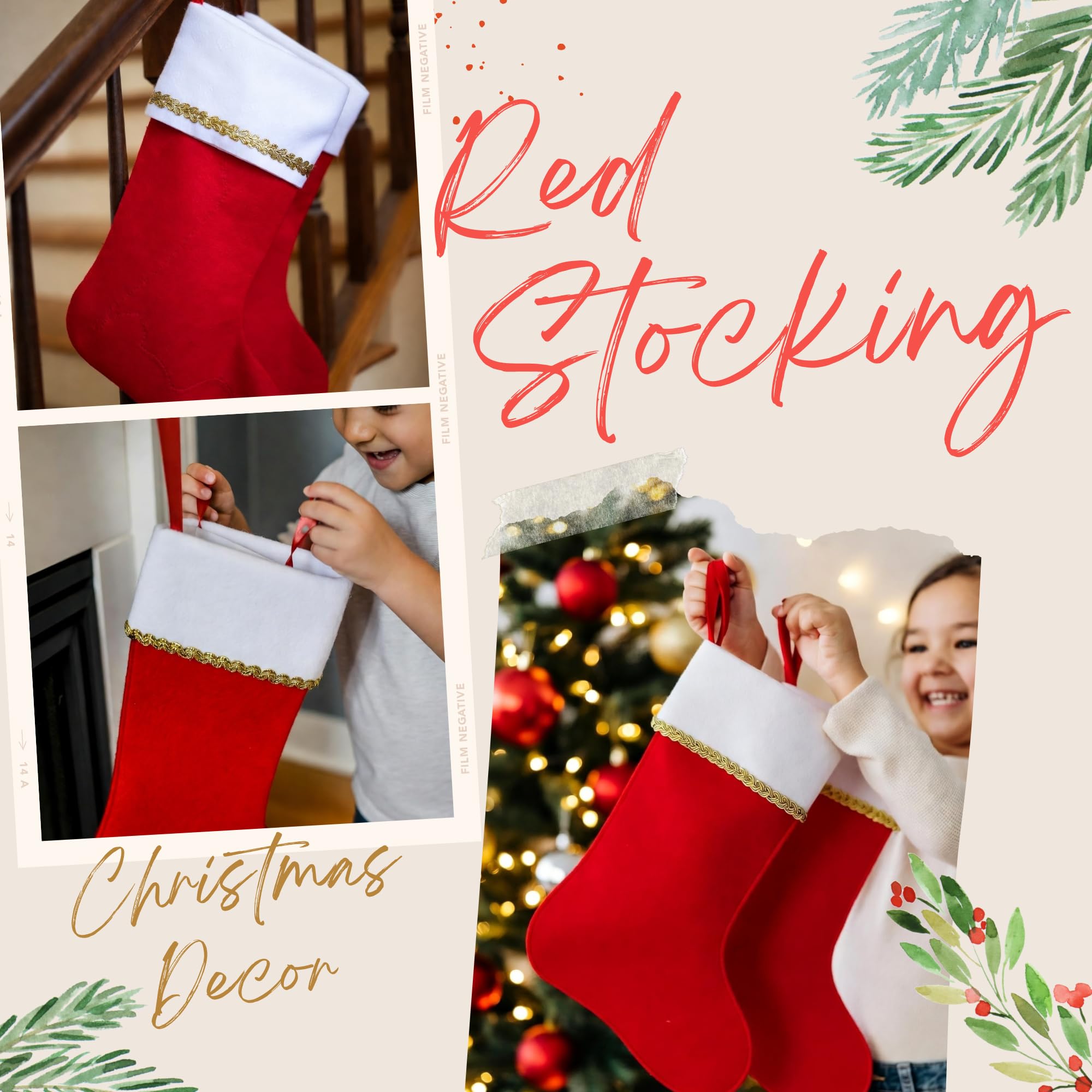 Amazon.com: Iconikal 6-Pack Felt Christmas Stocking, White & Red