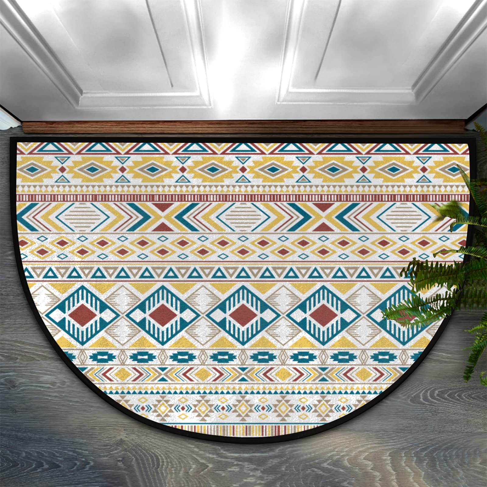 TUBAMQ Zerbino 43 x 76 cm, motivo etnico astratto a righe di benvenuto