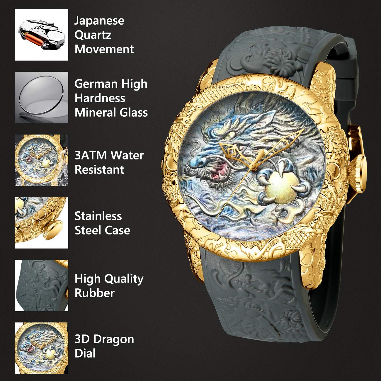 Gosasa Relojes vintage para parejas para hombres y mujeres, reloj de cuarzo cuadrado de cerámica para él y para ella, par de relojes de diamantes impermeables, Dorado (Gold 1), Lujo