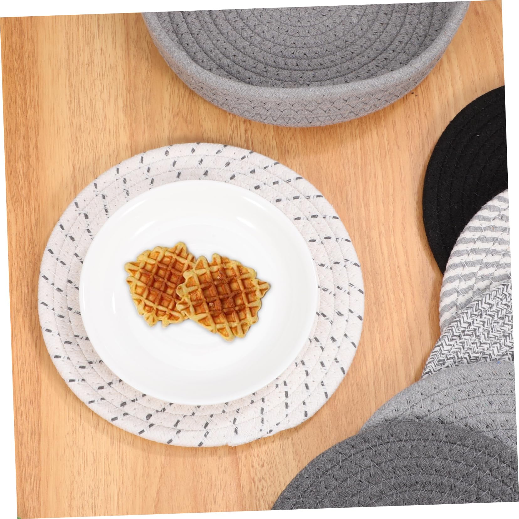 Didiseaon Sottobicchieri Rotondi in Cotone 20 Cm per Cucina Cestino Antigrippante e Durevole