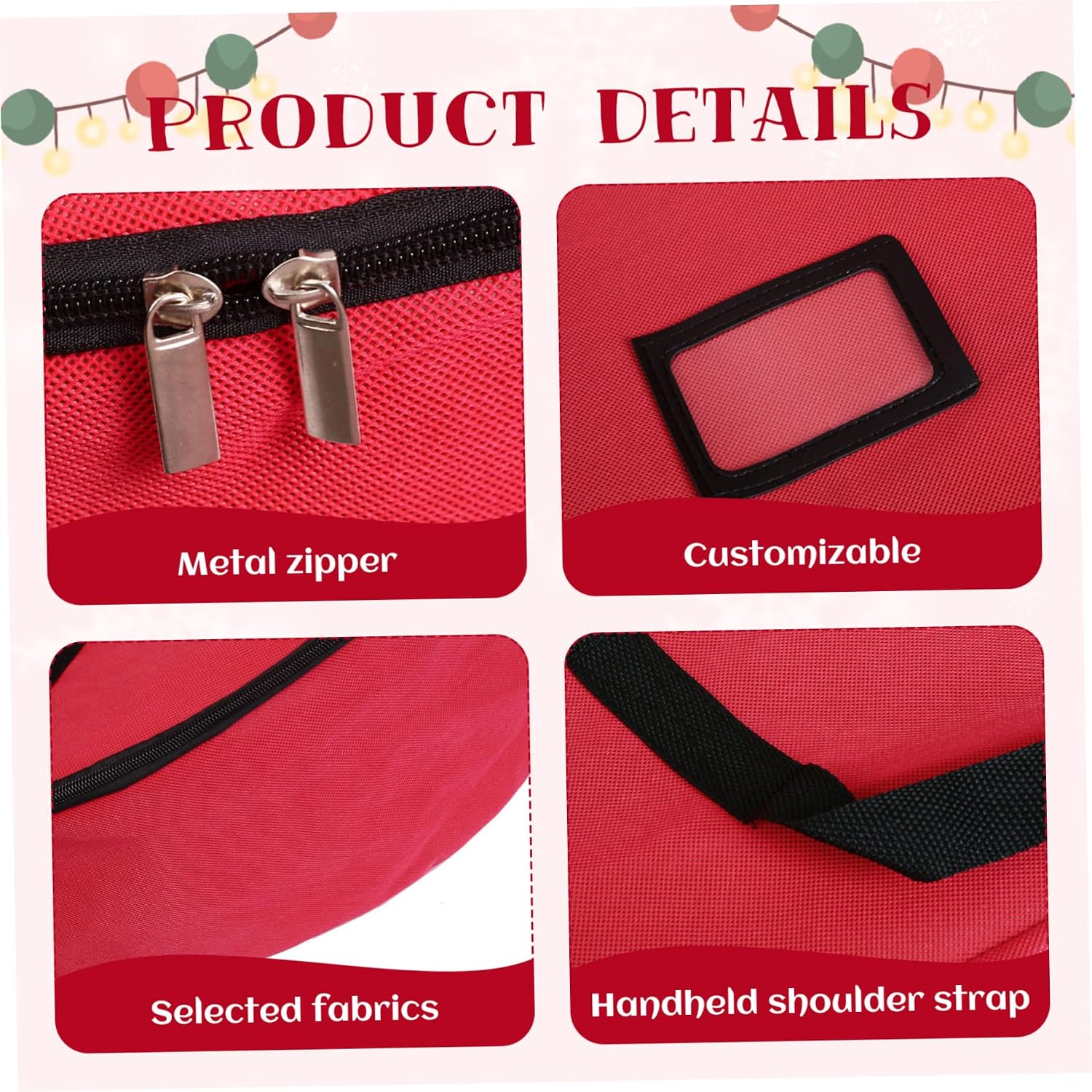 Christmas Wreath Storage Bag 23.6x6.3in Waterproof Round Wreath Container with Handle Double Zipper for Holiday Xmas Garland Decorations Storage
