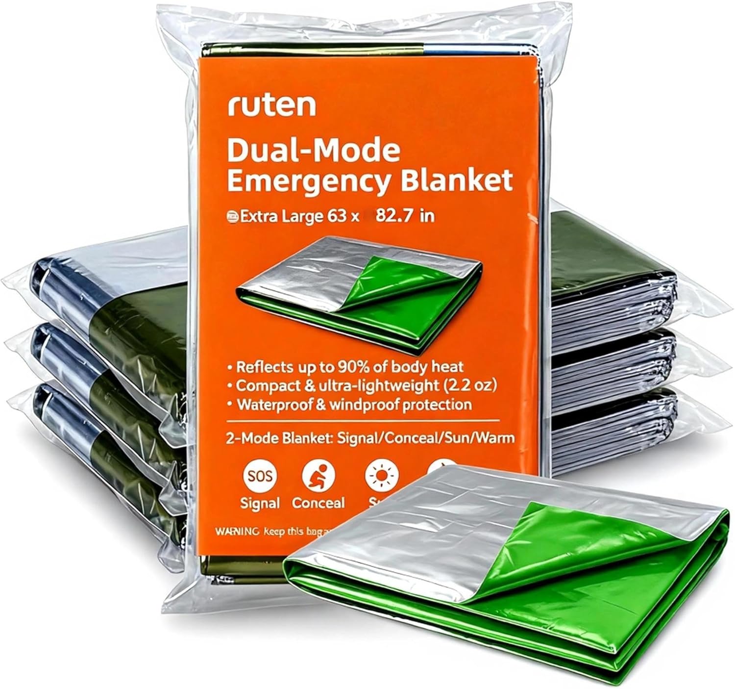 Extra Large Mylar Thermal Emergency Blankets – 4-Pack 63×82.7
