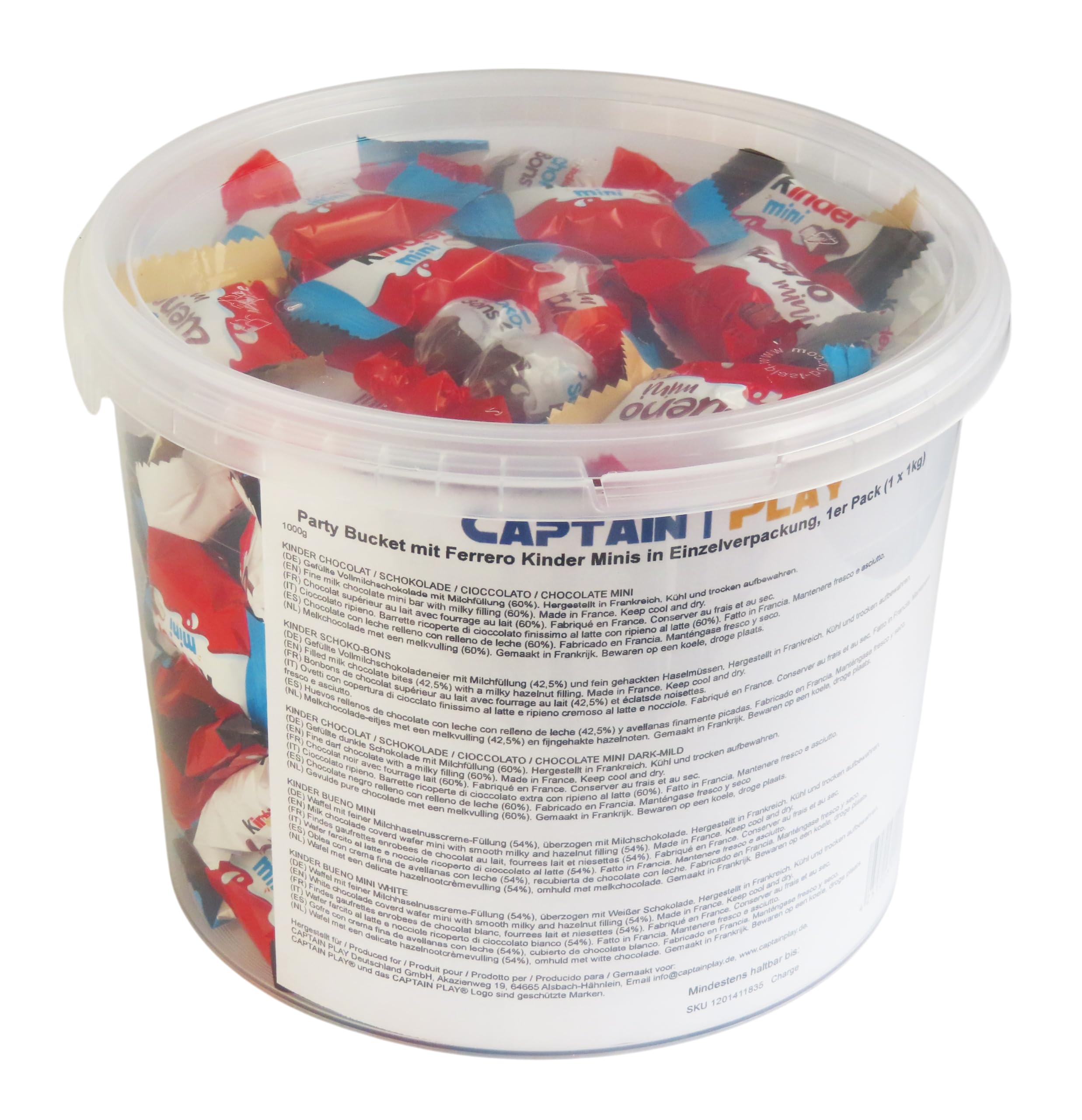 Party Bucket avec Ferrero Kinder Minis dans emballage individuel 1kg