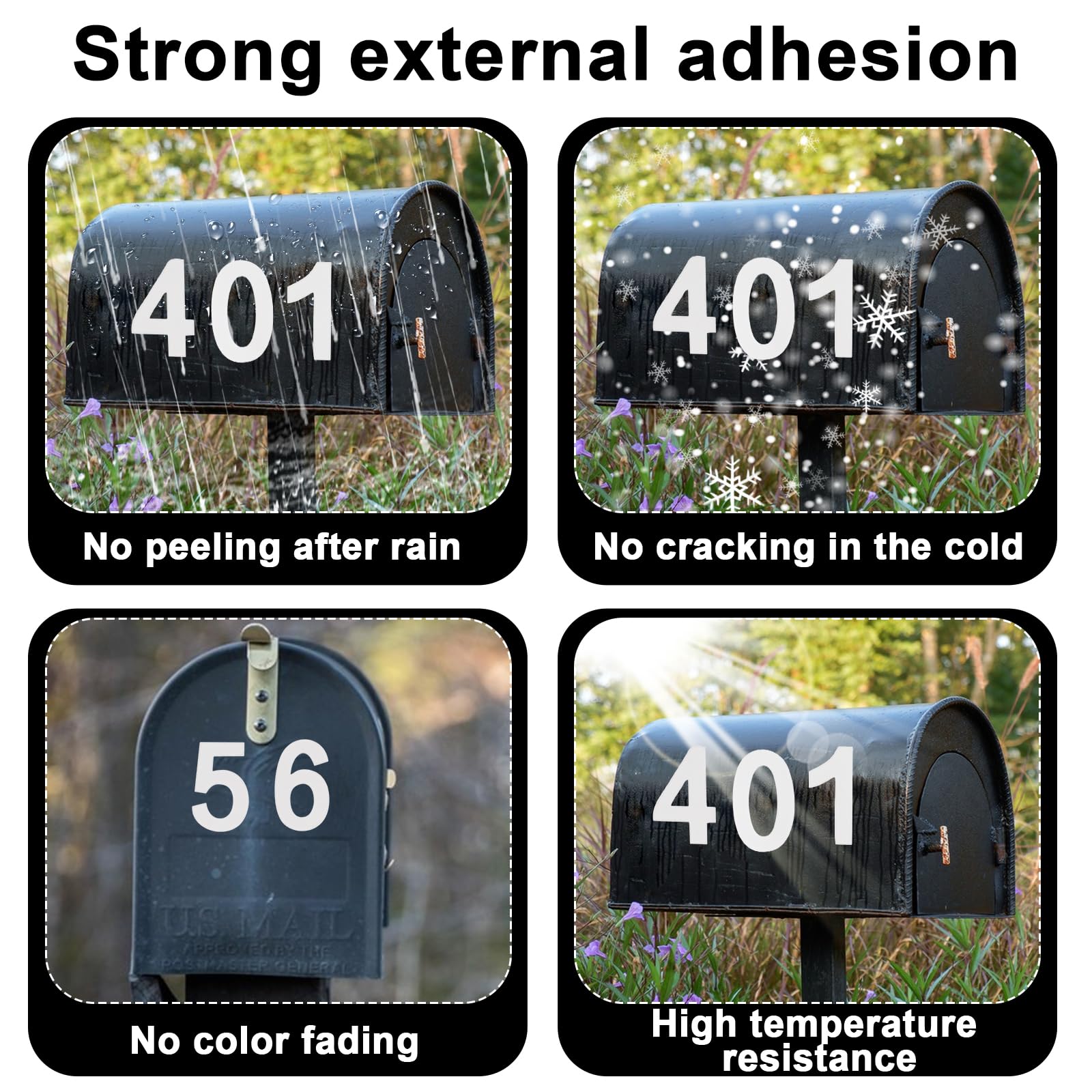 80pcs white reflective mailbox number stickers, 1-9, waterproof, house number, address, stickers, 5 cm, adhesive stickers, family