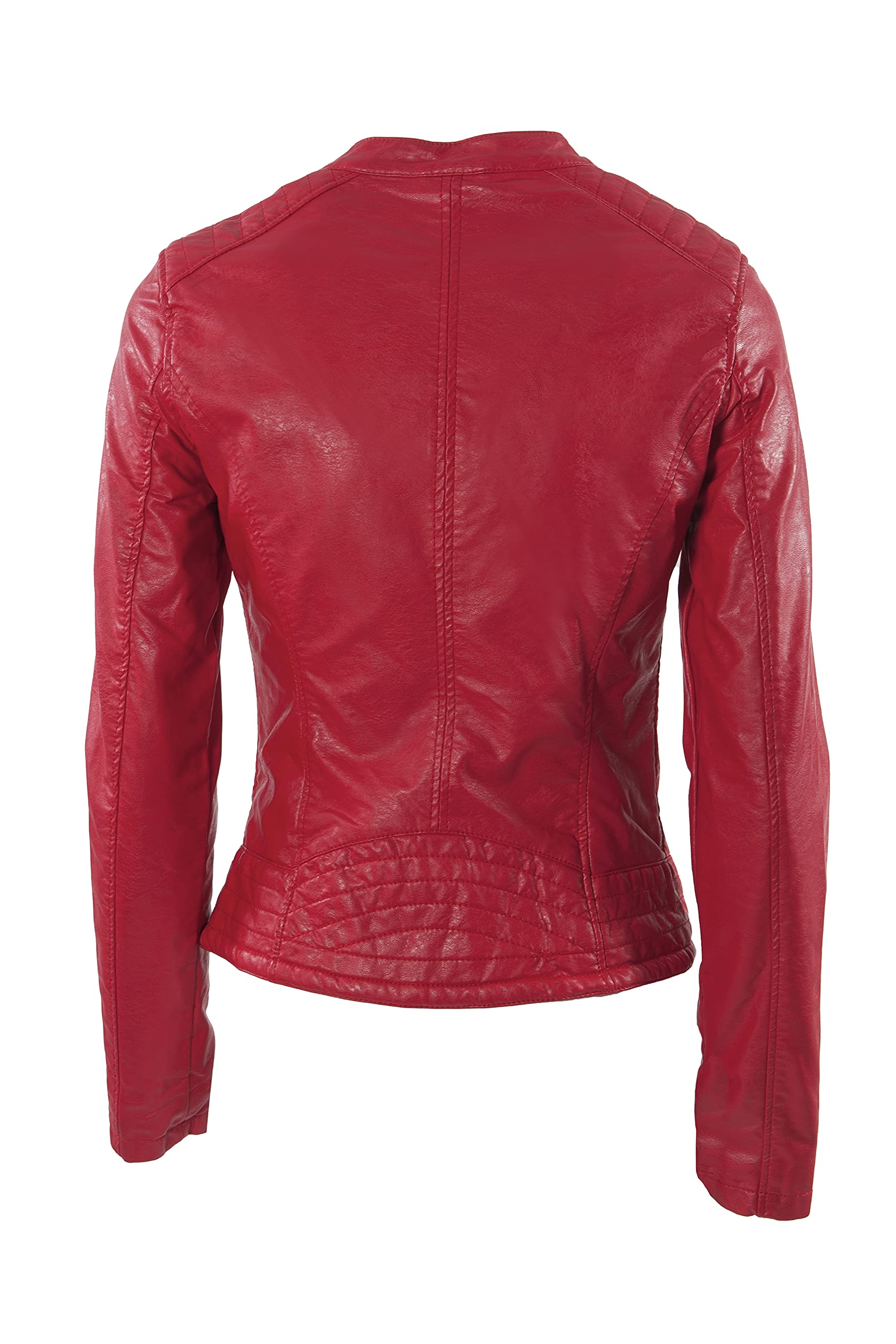 JOPHY & CO. Giacca Corta Donna Ecopelle con Tasche, Cerniere e Scollo Coreana (cod. 8820)