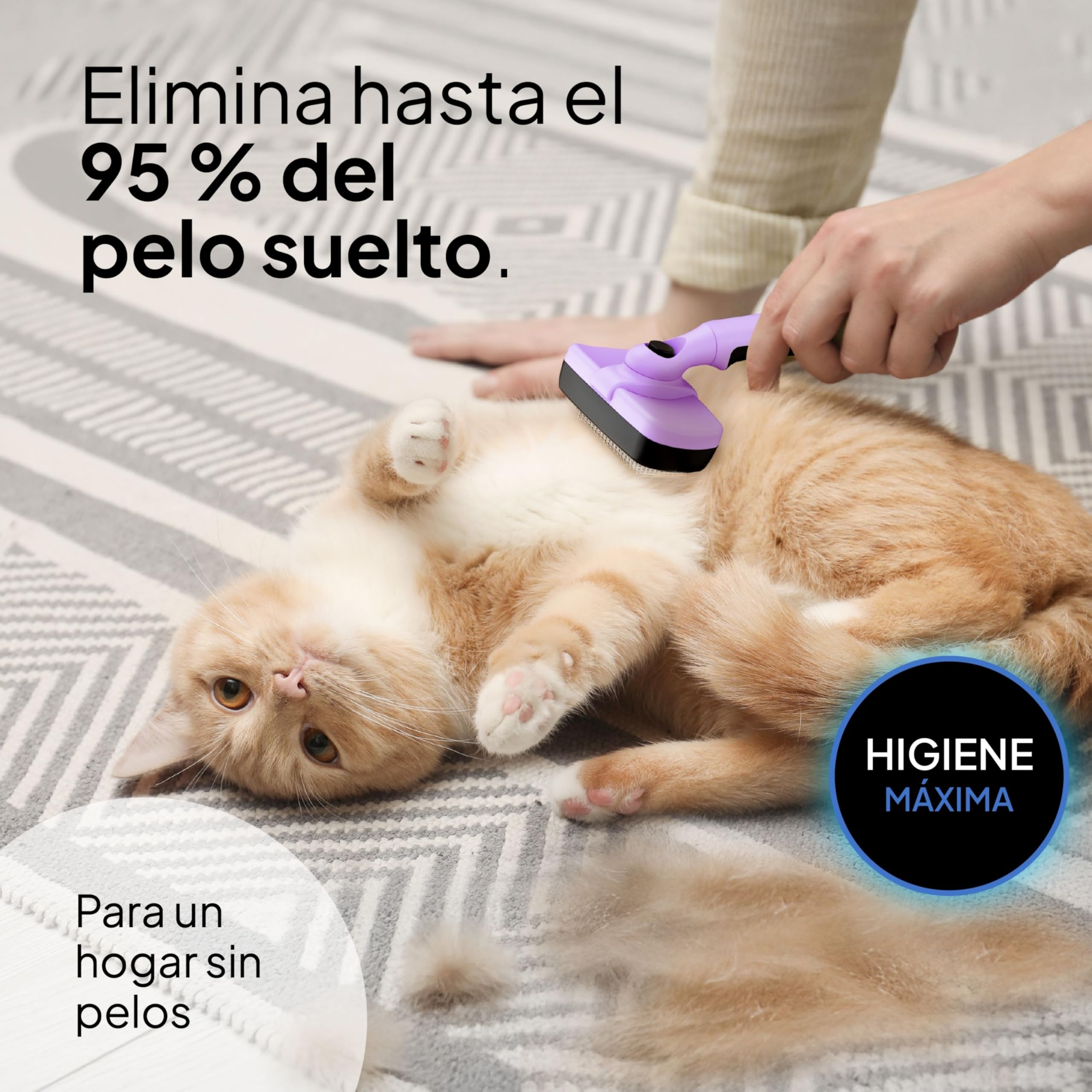 Pretty Paw Cepillo para gatos - Set de cepillado 2 piezas con carda y peine fino, cuidado suave durante la muda (Lavanda)