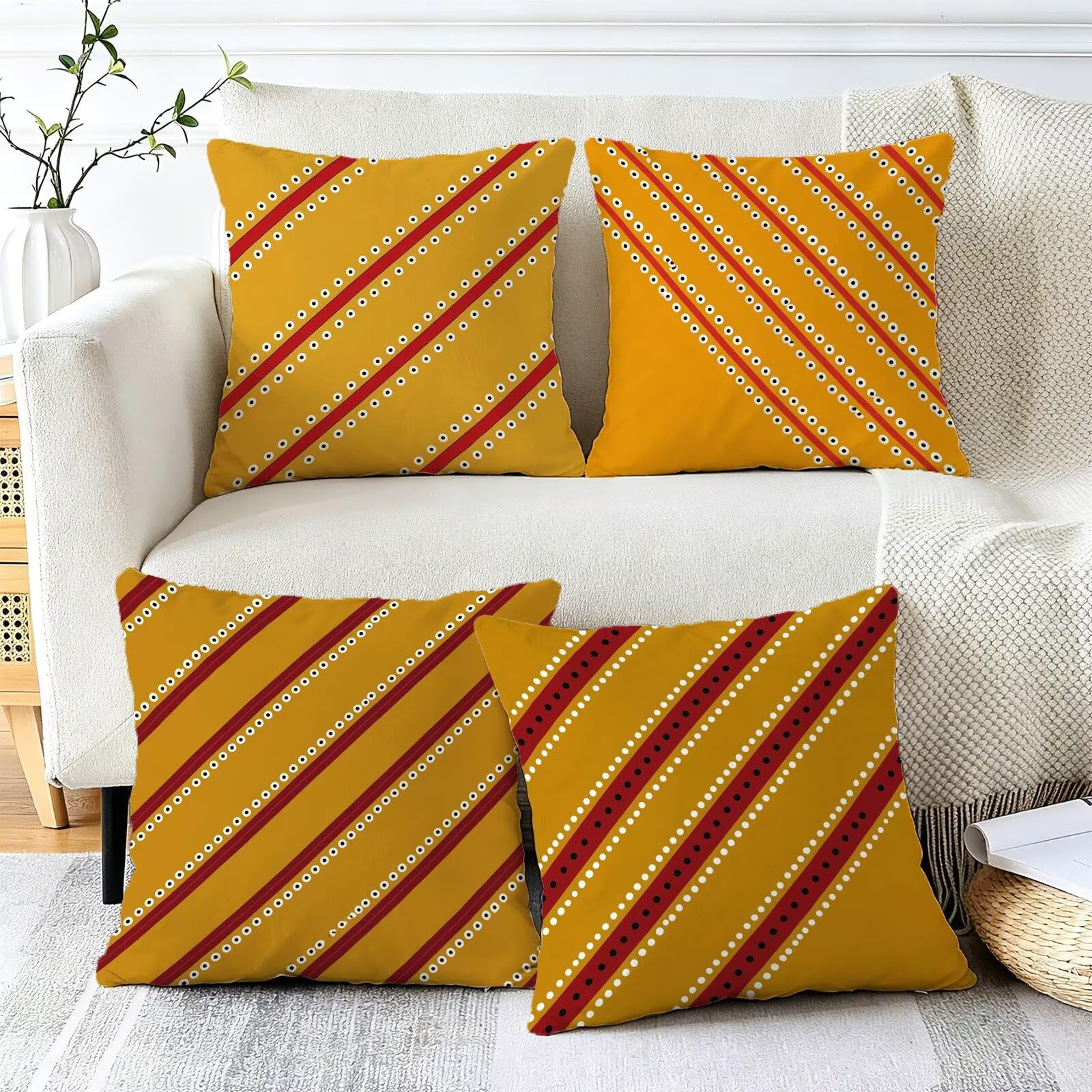 Cojines Exterior Amarillo Funda Almohada 45x45cm Juego de 4, Cod-515