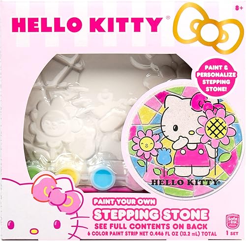 Hello Kitty Paint Your Own Stepping Stone - Diseño de 7 pulgadas de Hello Kitty Stepping Stone Art - Divertido kit de piedras para niños - Menos