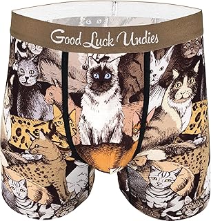 Good Luck Undies Men's Social Cats Boxer Brief Underwear
