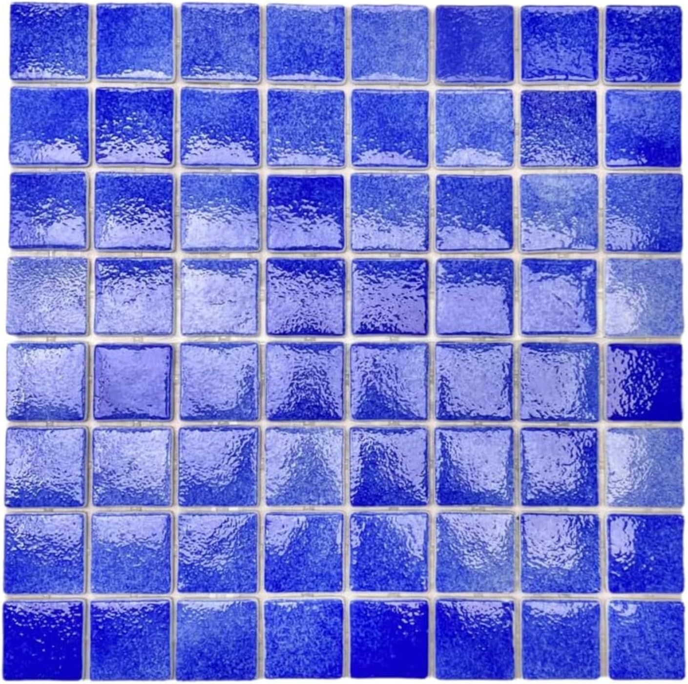 Tenedos Royal Blue 1.5" Square Recycled Glass Tile, 1 Sheet, for Kitchen Backsplash, Bathroom Walls, Shower, Pool, and Accent Wall (Not Peel and Stick)