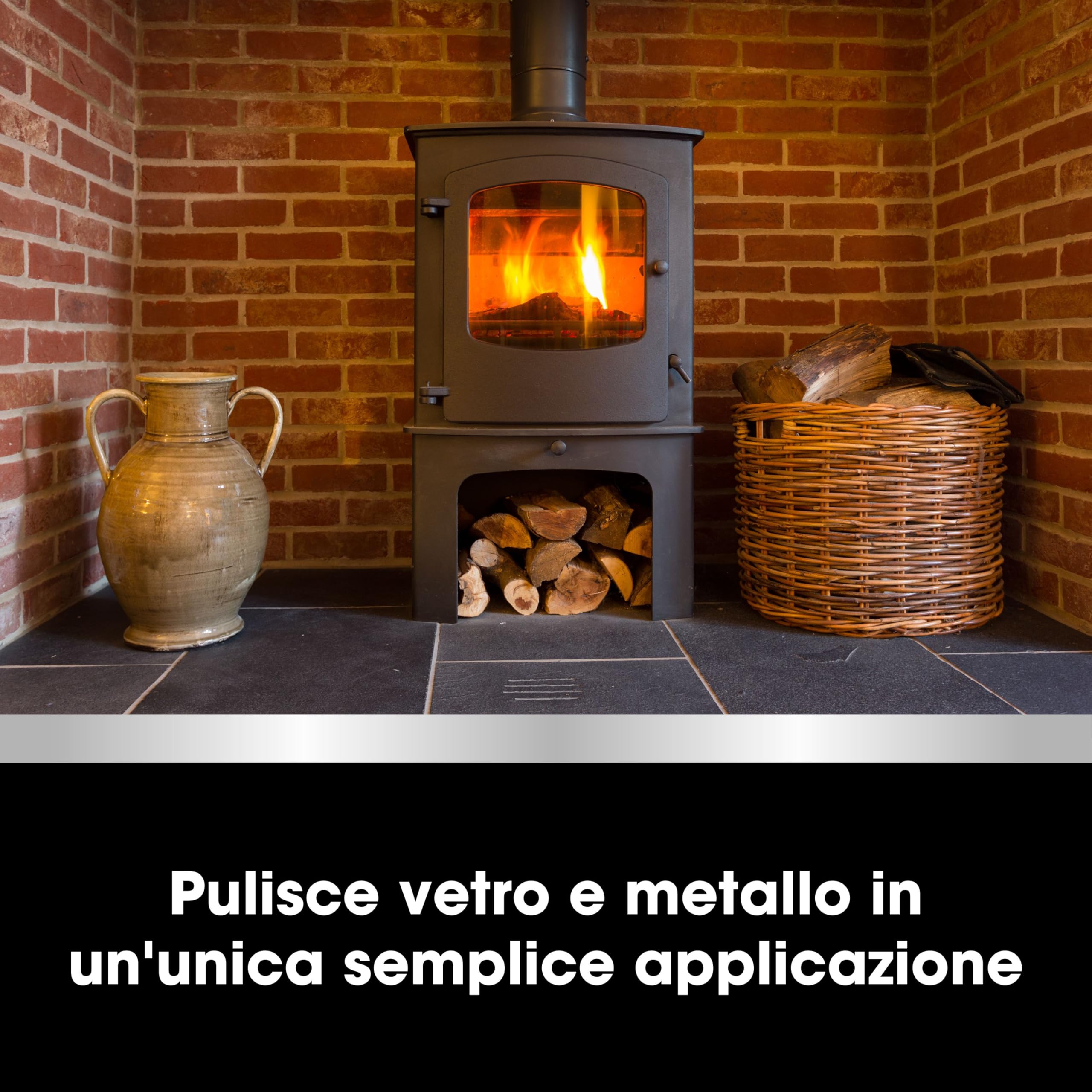 Furniture Clinic Kit per la cura della stufa - Pulisce e rinnova bruciatori a legna, grate e caminetti - Rimuove fuliggine e sporco - Per stufe in vetro e metallo - Detergente e lucidante