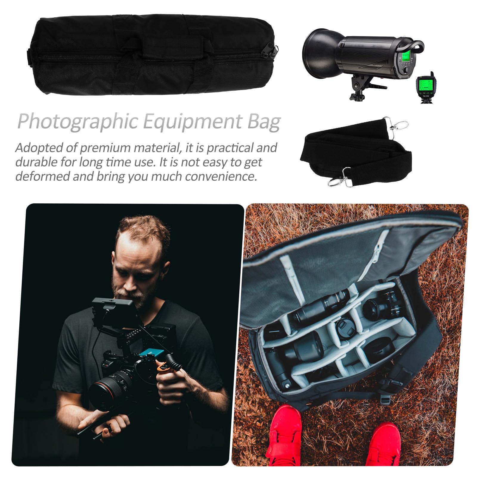 Gatuida Tragbare Stativtasche für Fotoausrüstung 40cm Umhängetasche mit Stoßdämpfender Polsterung Outdoor Einbeinstativ Aufbewahrungstasche für Reisefotografie