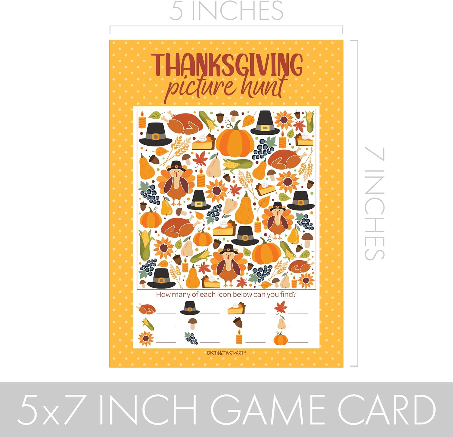 DISTINCTIVS Thanksgiving Party Activity – Turkey Themed Word Search and Picture Match (2 Game Bundle) - 25 Dual Sided Cards – Friendsgiving or Classroom Party Game Supplies and Decorations : Home & Kitchen