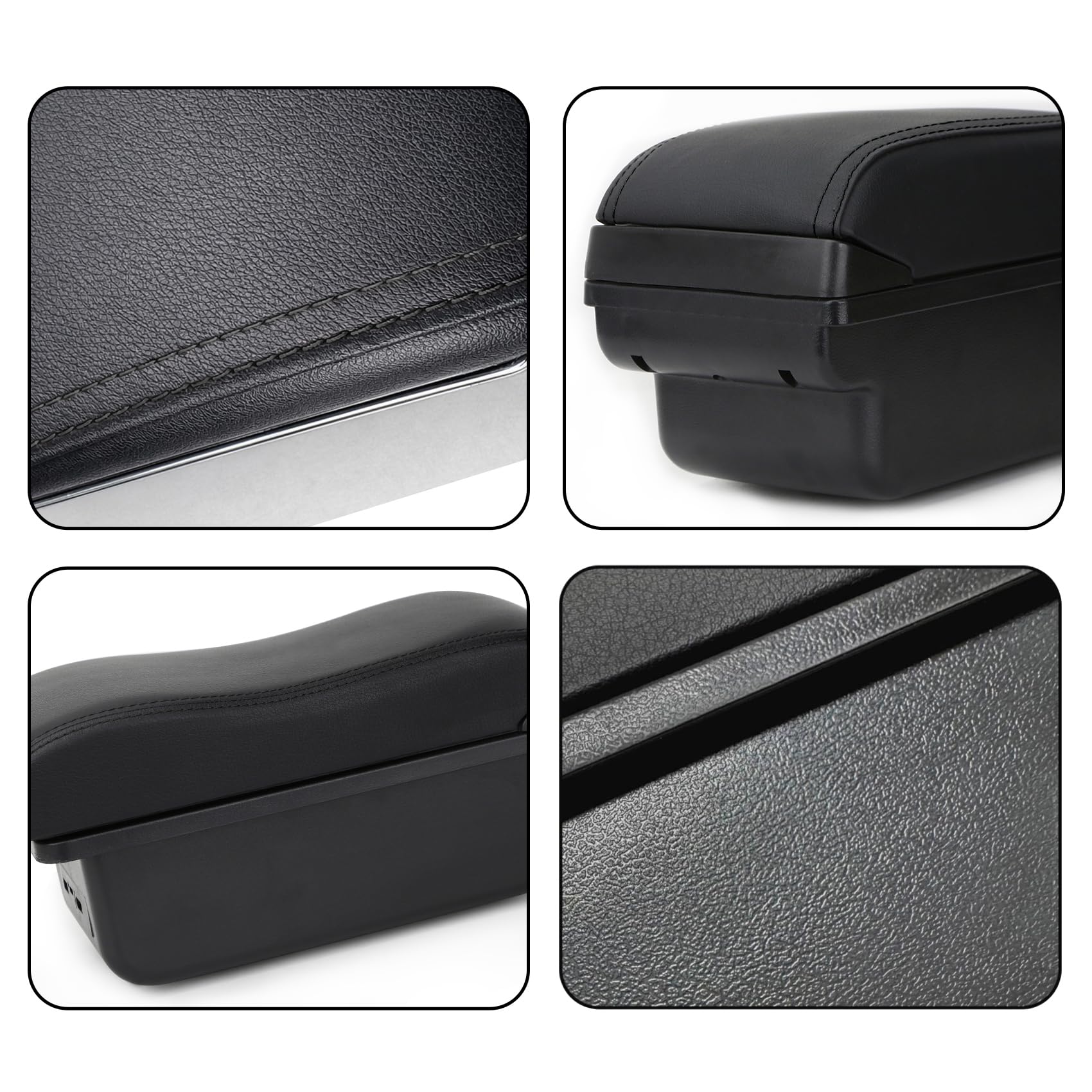 YJYWZH Ergonomico Bracciolo per Fiat Panda II con USB e USB-C | 2 Porte USB e 1 USB-C, Doppio vano portaoggetti, Bracciolo ergonomico scorrevole, Pelle PU, Base specifica per veicolo
