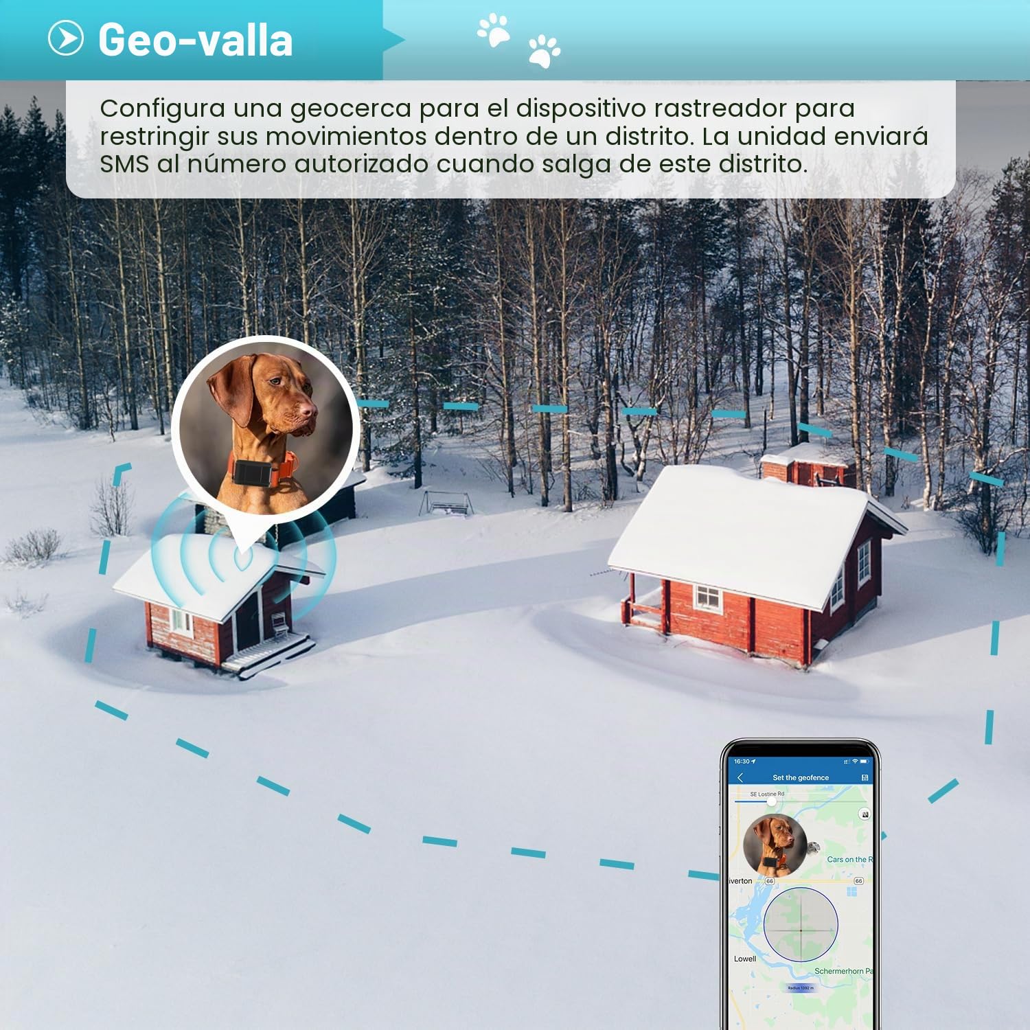 Zeerkeer GPS Dog Tracker 4G GPS Collar para Perros con Valla Electrónica Collar Anti Perro Callejero Sigue Los Pasos De Tu Mascota A Través De La App Puedes Encontrarlo por Sonido Y Luz -Free App