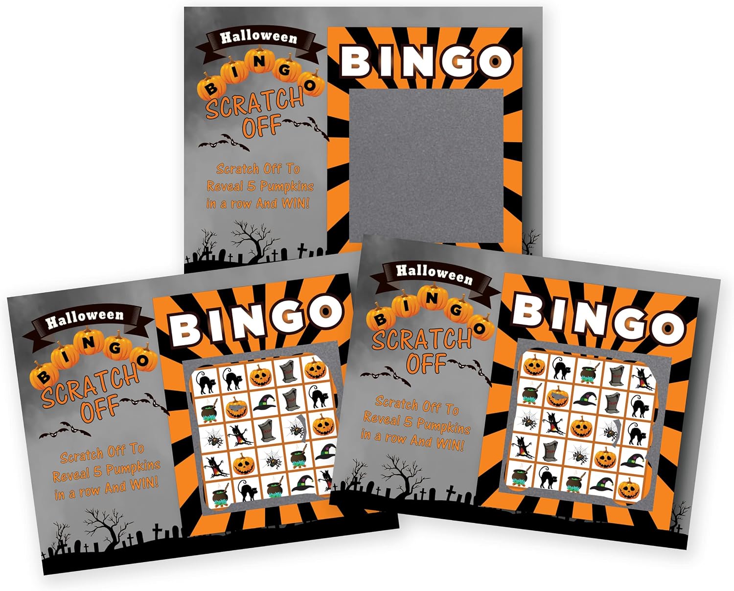 My Scratch Offs - 26 Pack Halloween Bingo Scratch Off Cards for Party Favors, Business Events, Prizes, Rewards, Supplies & Family Gatherings - 3x4