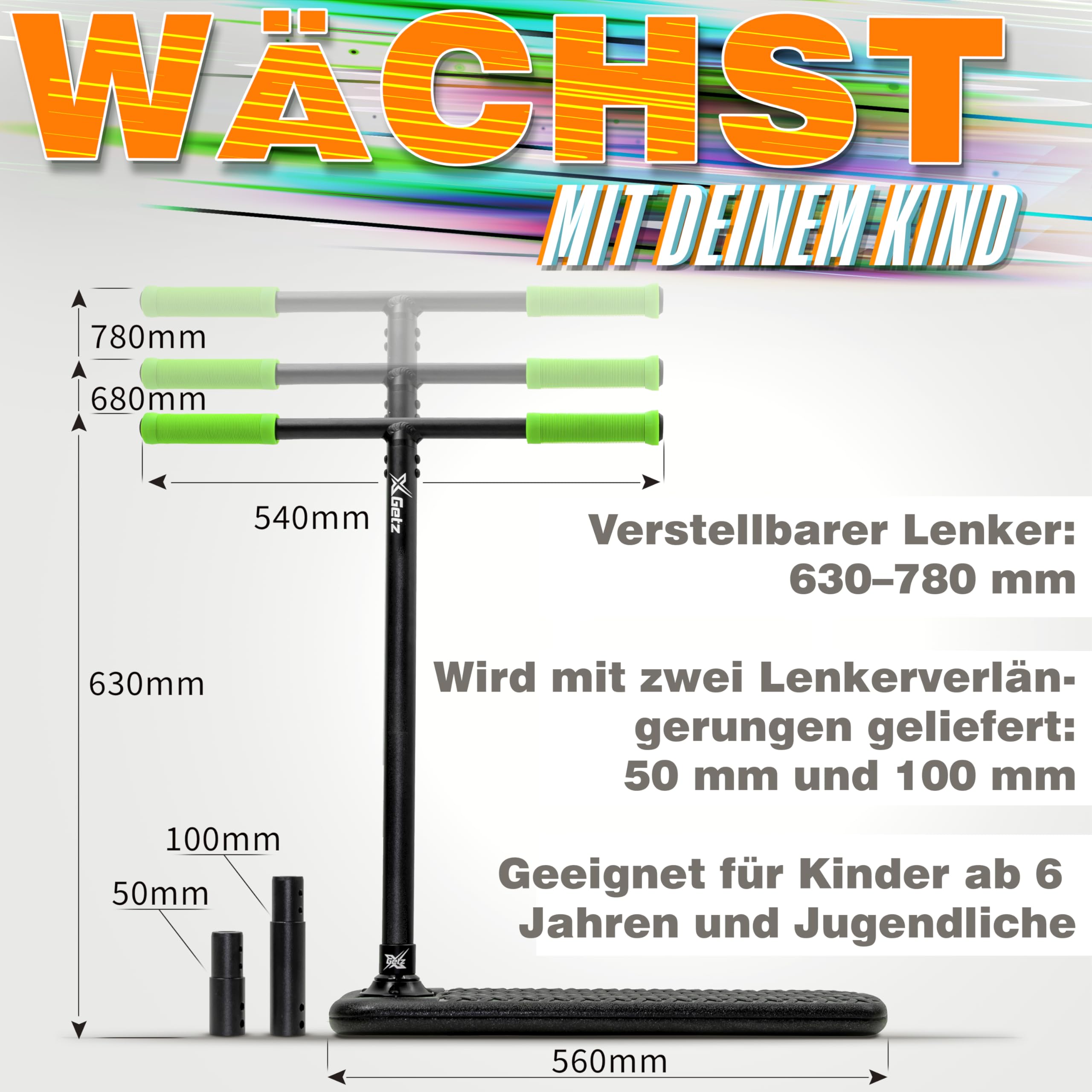 Trampolin Scooter für Kinder & Jugendliche, Freestyle Trick Scooter, XGETZ