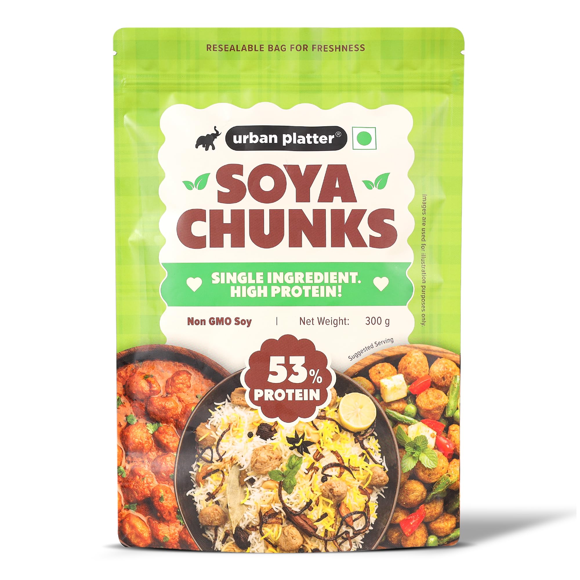 Urban Platter Soya Chunks, 300g (53% Plant Protein | Made from Defatted Soy Flour | Fiber Rich Soya Wadi)-image-6