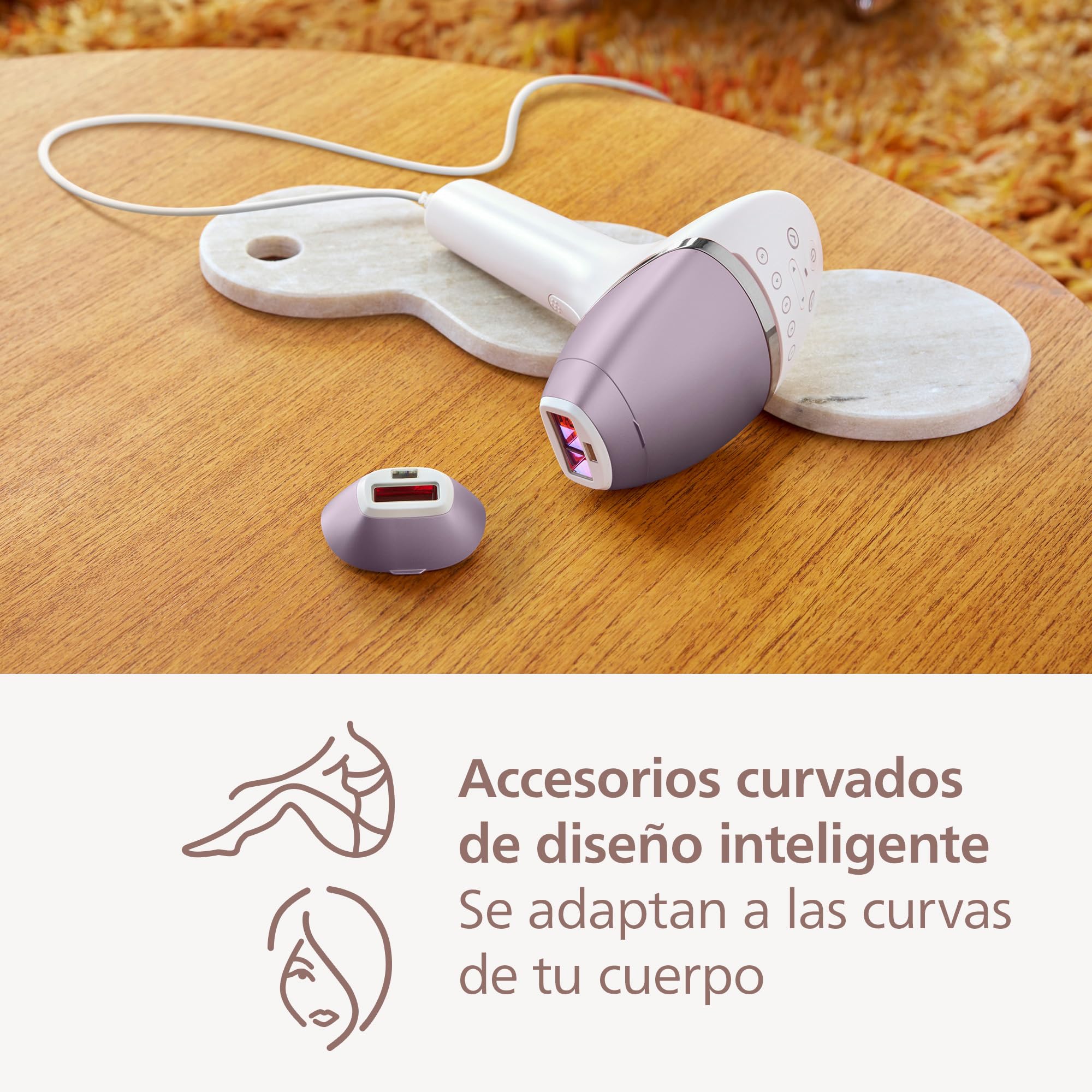 Philips Depiladora Lumea IPL serie 8000 - depilación con tecnología SenseIQ, 2 accesorios para cuerpo y cara, para uso con cable (modelo BRI944/00)