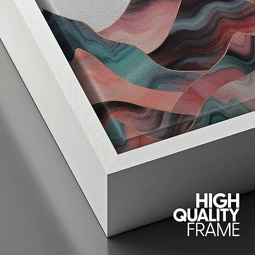 Miniatura 4 de SIGNFORD - Lienzo con montura para la pared, montañas simétricas rosa y verde azulado, ilustraciones abstractas de zonas silvestres, arte moderno,