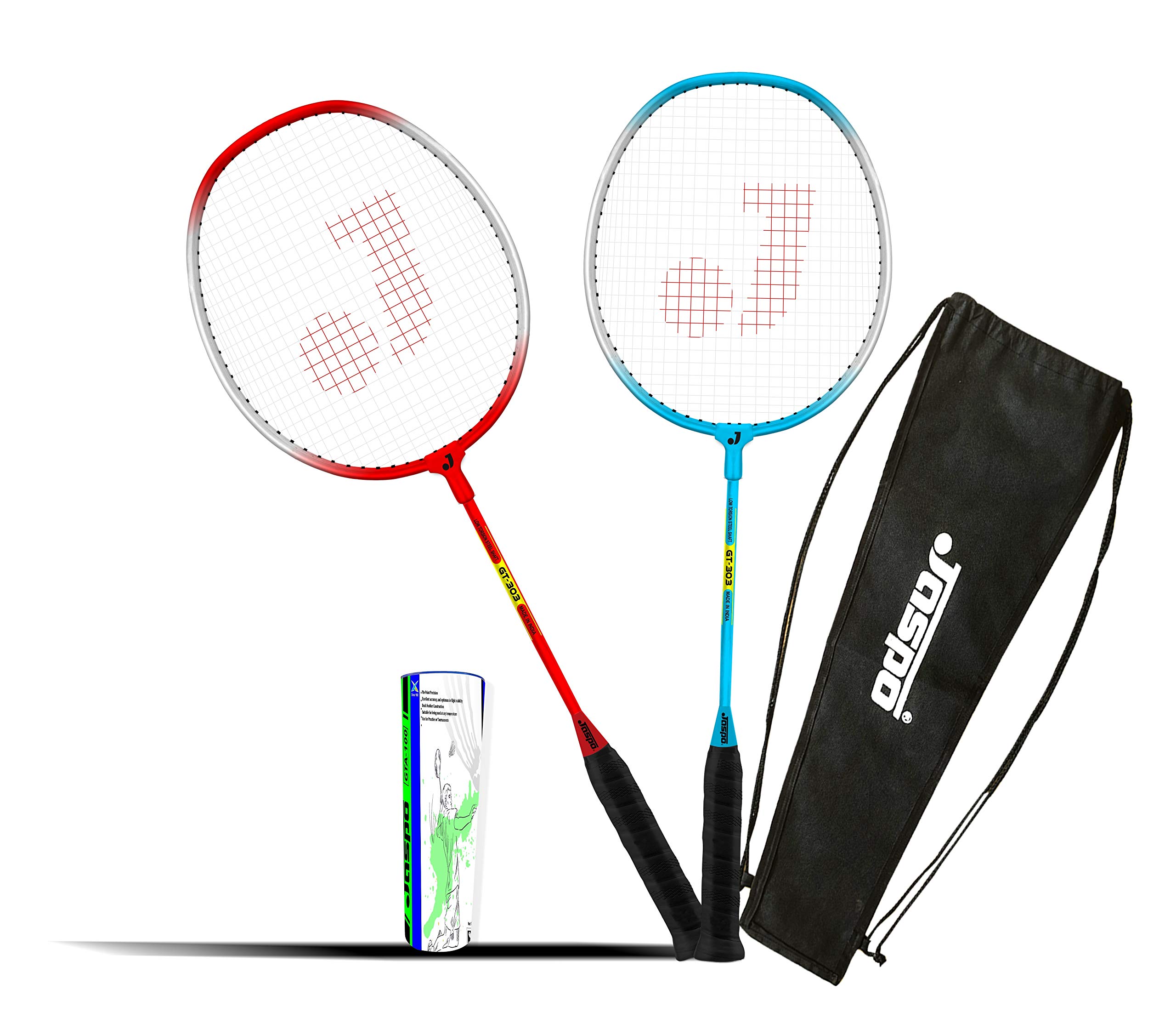 Jaspo GT 303 Intact Red/Blue Badminton Set(2 Badminton Racket,5 Feather Shuttle Cork,Carry Bag) (B07KT2H2HX) Amazon Price History, Amazon Price Tracker
