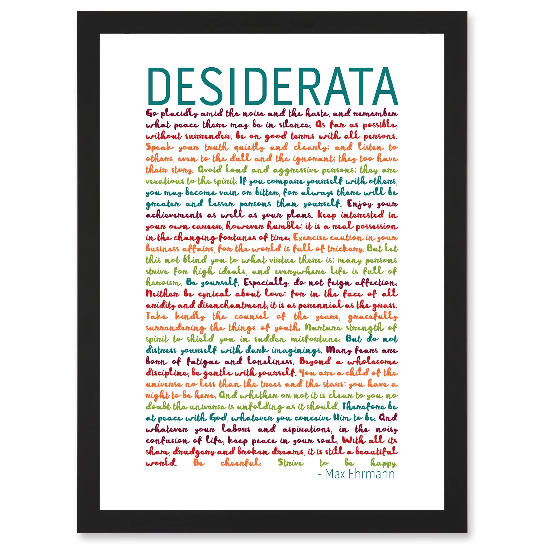 Wee Blue Coo Desiderata Rainbow Words Mav Ehrmann Typography Inspiration A4 Artwork Framed Wall Art Print