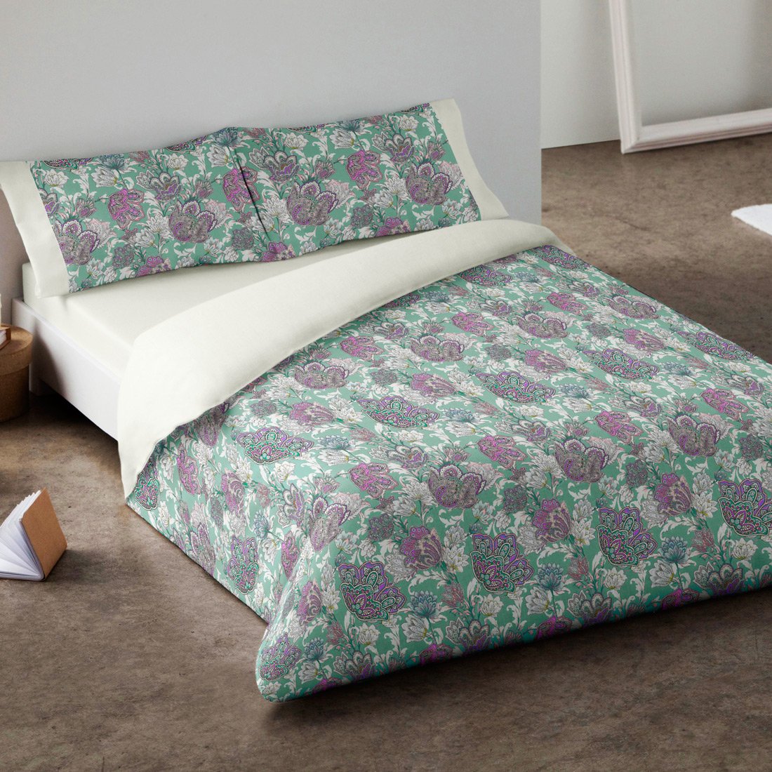 Housse de couette verte Burrito Blanco pour un lit 135x200 cocooning