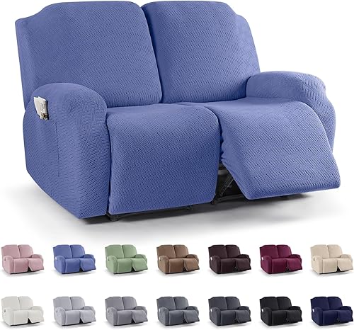Vista 361 de KinCam Fundas para sillas reclinables, funda elástica y reclinable, fundas para sofá reclinable, fundas de sofá reclinable a rayas, fundas Gris