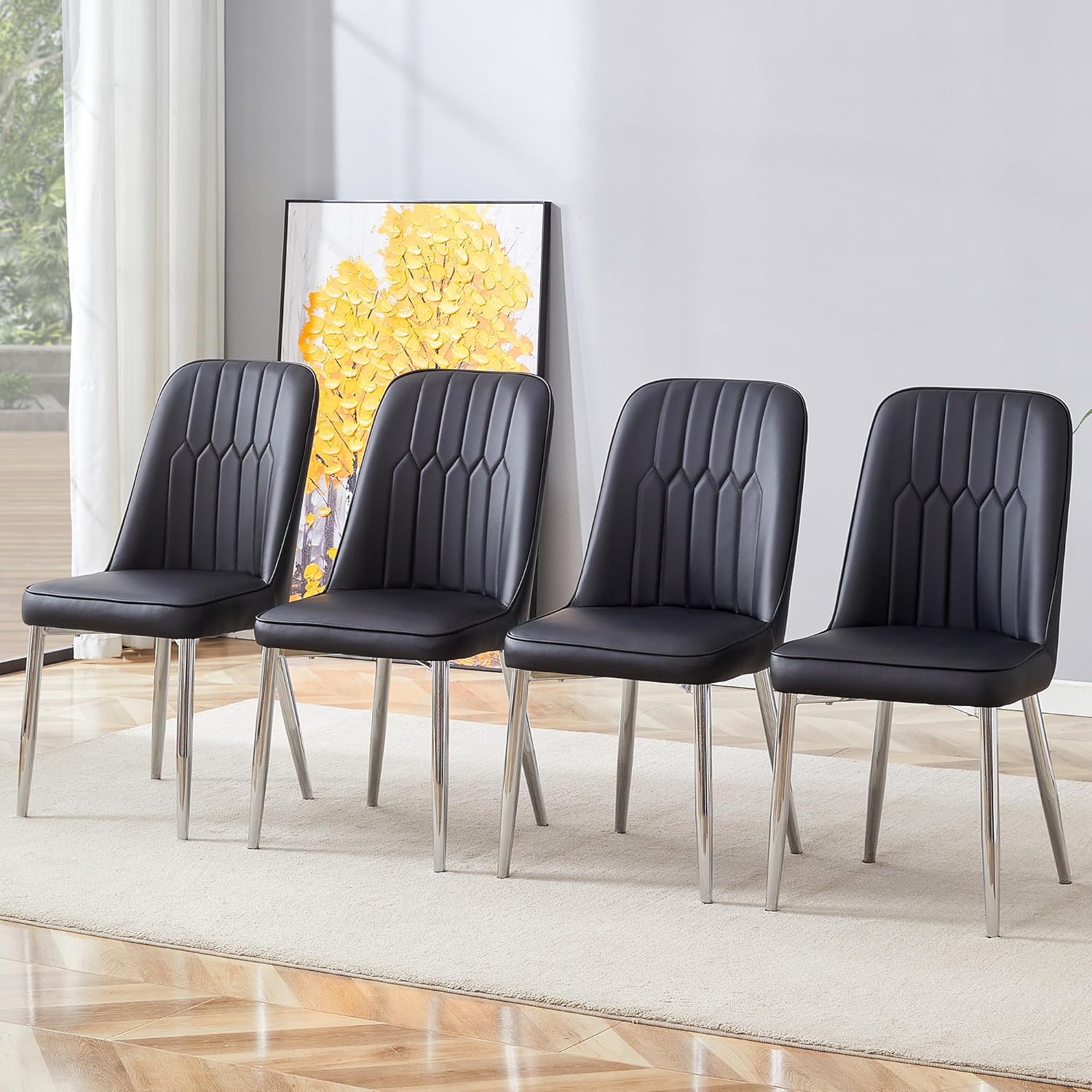 LUSPAZ Modern Dining Chairs Set of 4, Faux Leather Dining