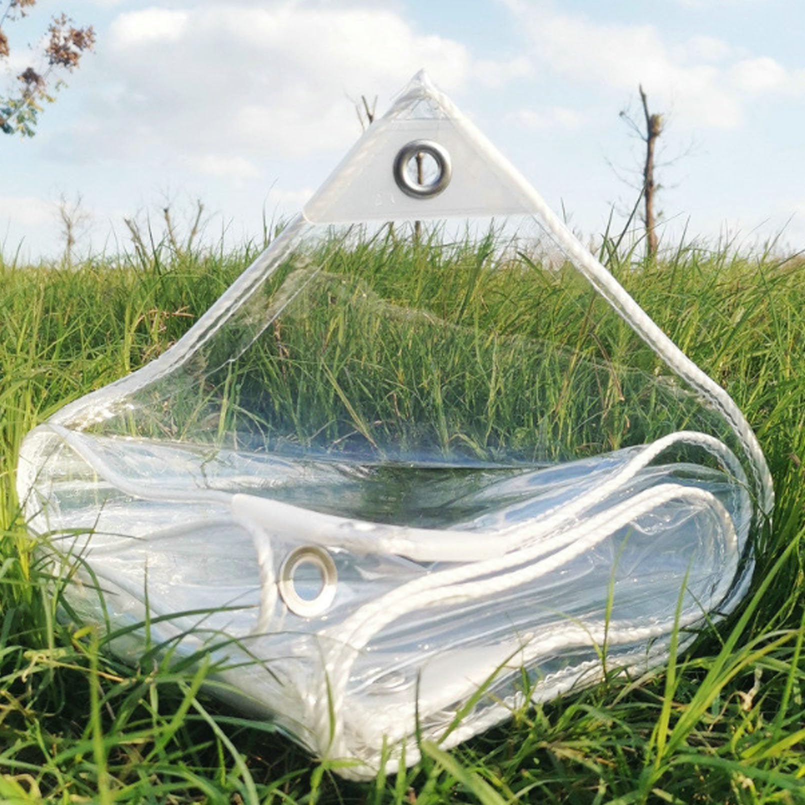 GJZQDKX 3x3m Clear PVC Tarpaulin - Weatherproof UV Resistant Windproof Tear Resistant 650g/m² 0.55mm Thick Snowproof 30cm Hole Spacing Ideal for Outdoor Garden Use