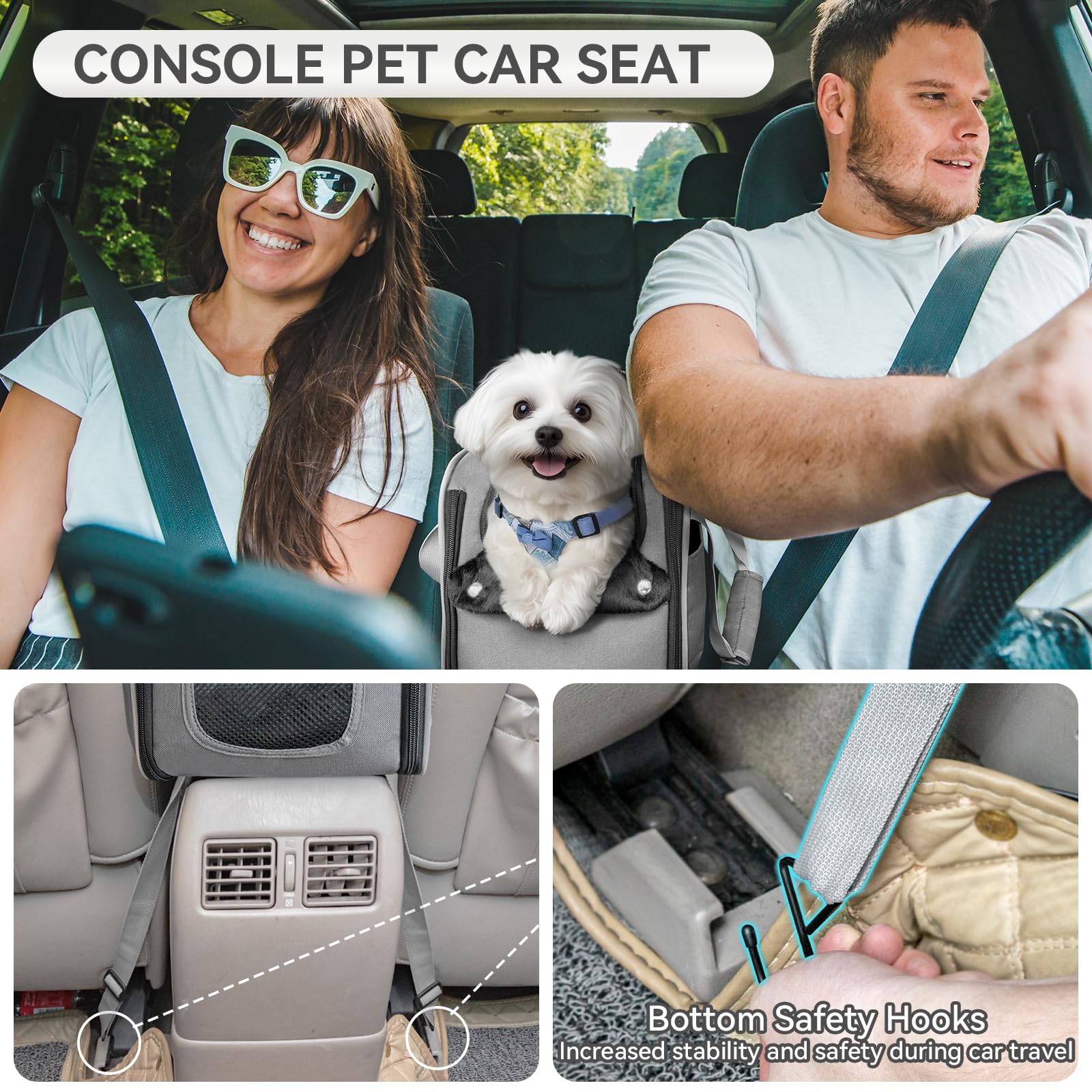 PETSFIT Wielofunkcyjny fotelik samochodowy dla psa, przenośny, zatwierdzony przez linie lotnicze, z pasem bezpieczeństwa