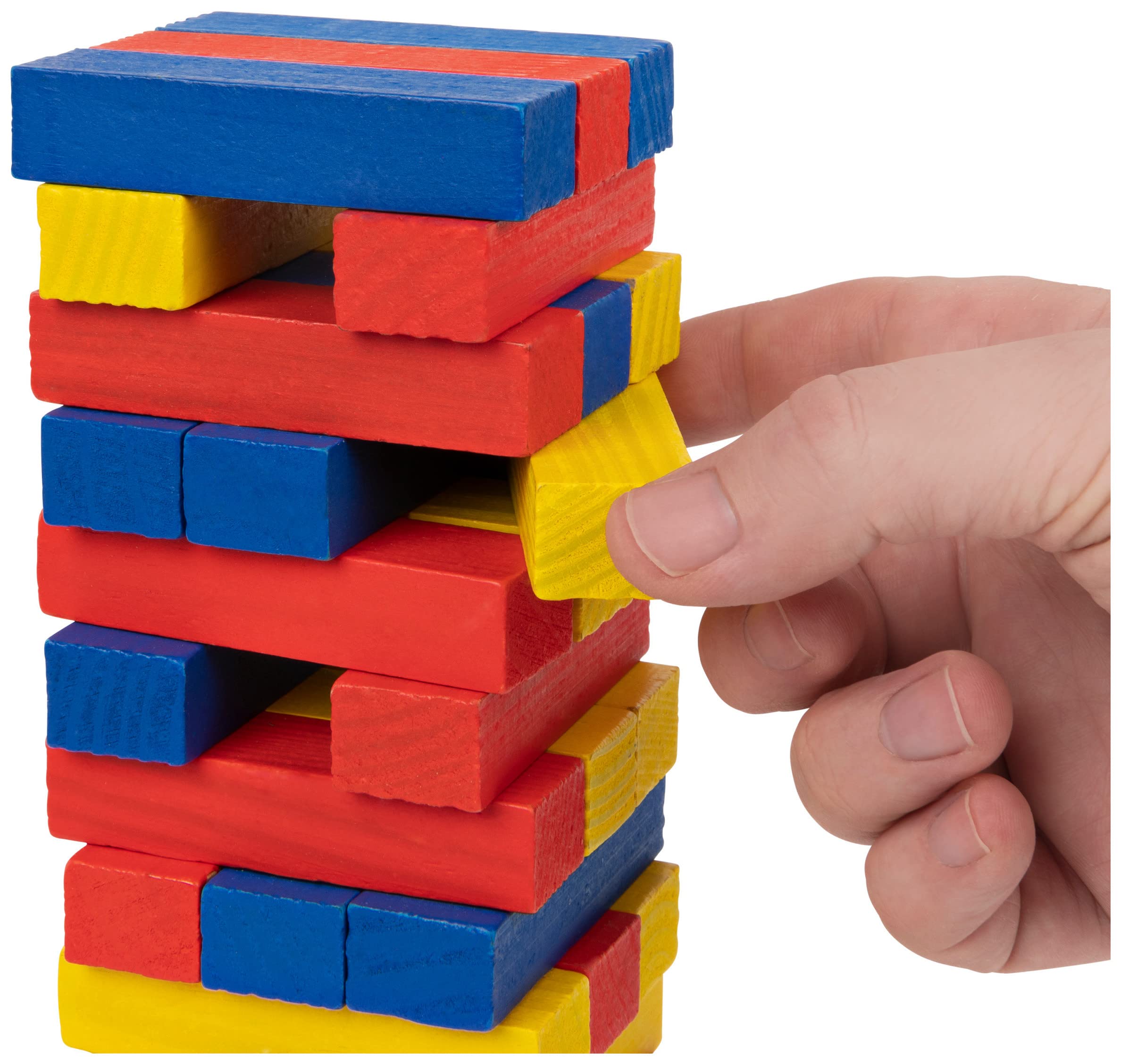 Spin Master Games Wydawca gier, klasyczne gry planszowe, wieża jumbling, 48 sztuk kolorowej drewnianej wieży, gra planszowa wieża balansująca, od 6 lat