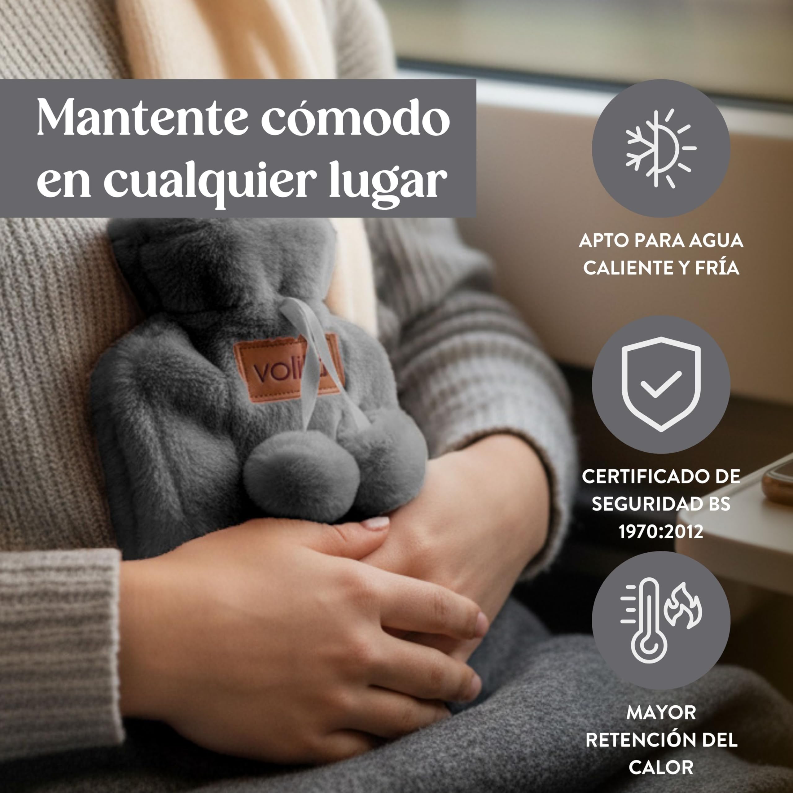 Regalo Mujer - Set Regalo Mujer Con Bolsa de Agua Caliente Gris, Calcetines de Felpa, Vela de Lavanda, Máscara Para los Ojos