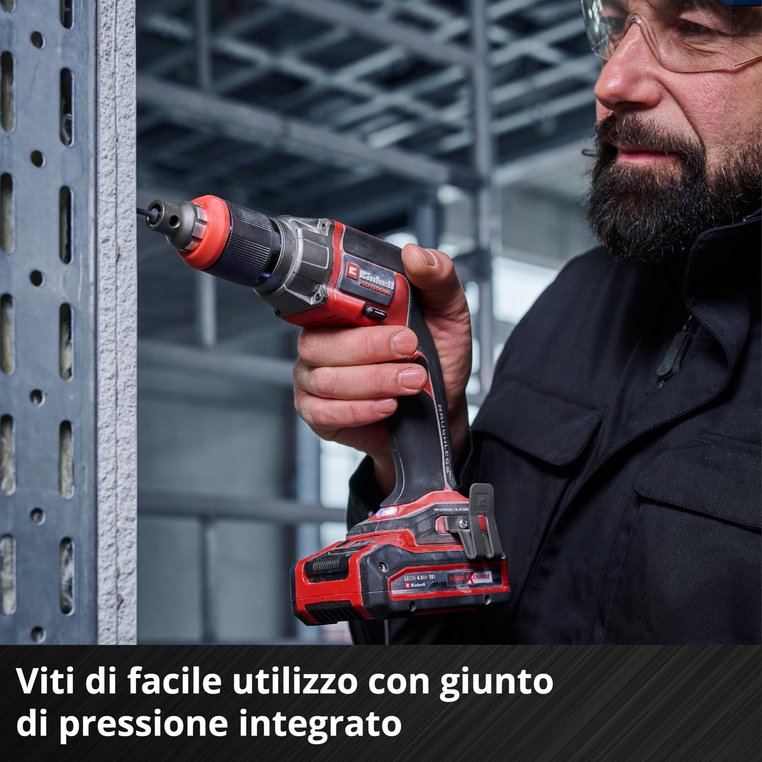 Avvitatore per cartongesso Einhell Professional TP-DY 18 Li BL + caricatore Power X-Change (18 V, Brushless, arresto di profondità, esercizio in continuo, incluse 2 punte, E-Case, batteria esclusa)