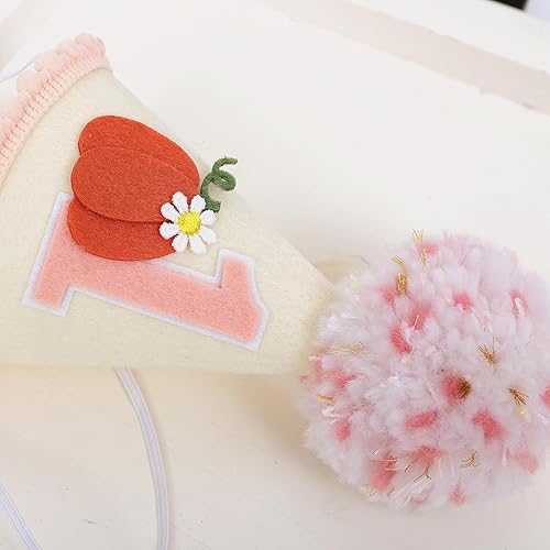 Miniatura 8 de Agkvw Sombrero de calabaza rosa para primer cumpleaños  Decoración de primer cumpleaños de calabaza pequeña para niñas, corona de cumpleaños de