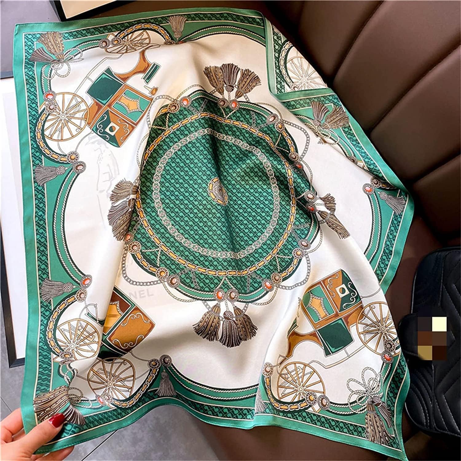 Chiffon Sheer Scarf Green Silk Scarf Women's Small Square Scarf 68x68 All Match Spring Autumn and Winter Style Fashion Scarf Printe Chiffon Scarf (Groen 68x68cm)