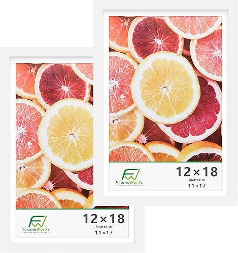 Vista 112 de FrameWorks Marcos de fotos clásicos de madera de 11 x 14 a 8 x 10 pulgadas con vidrio templado, roble natural, paquete de 6