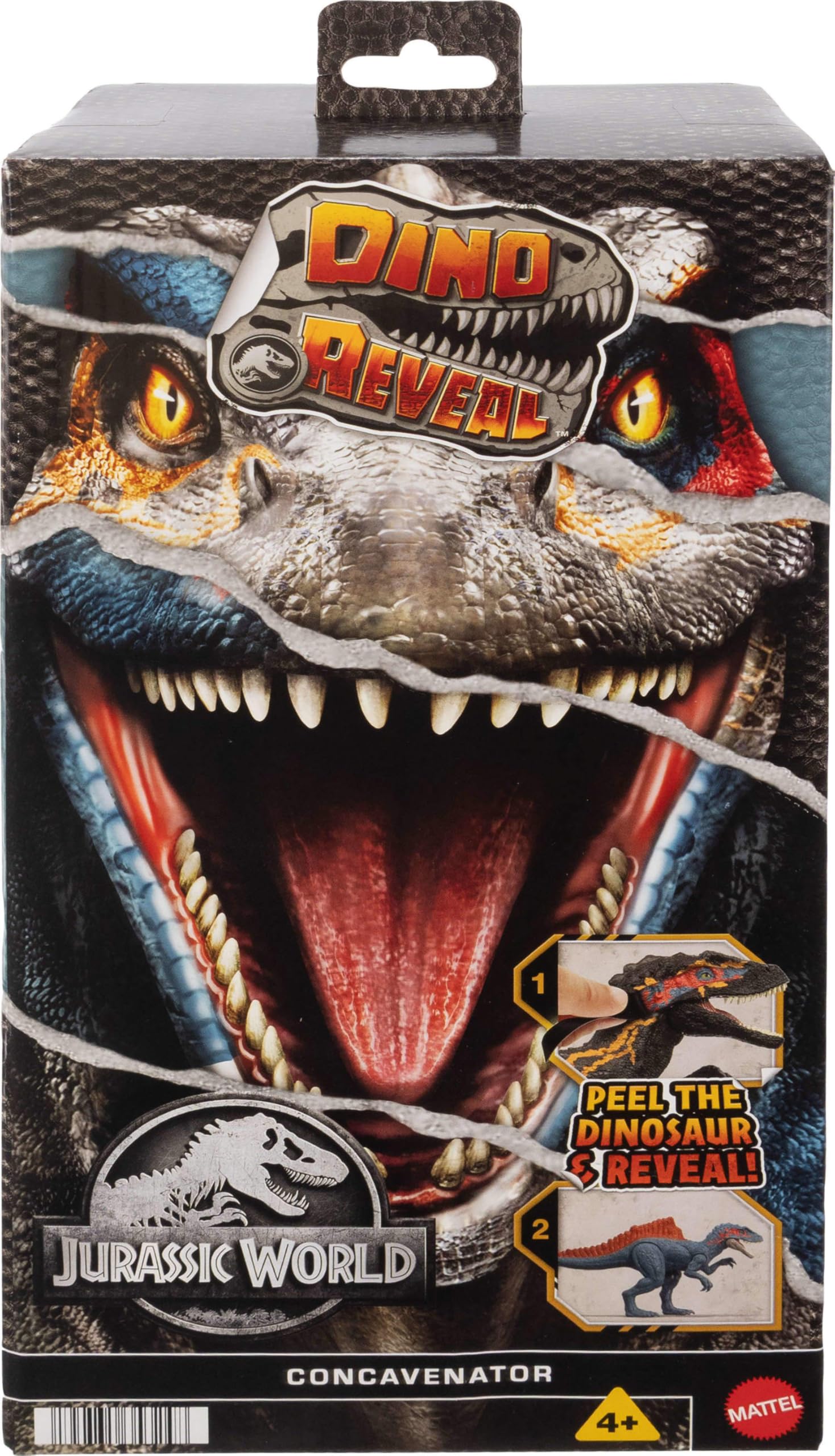 Mattel Jurassic World Dino Reveal Deluxe Concavenator figurka akcji, zabawka do odrywania i zdejmowania ze zmianą koloru, gra dinozaura