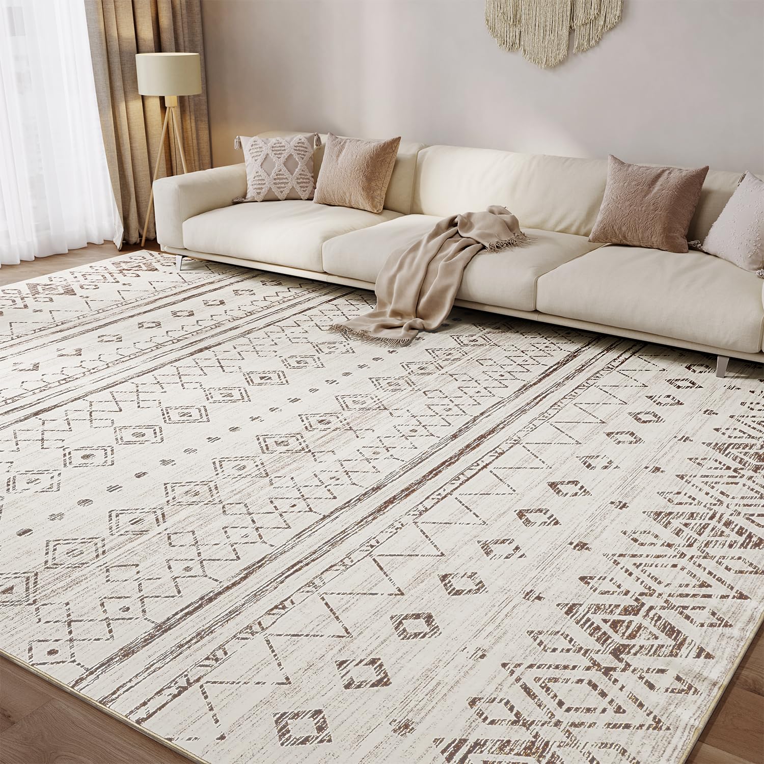 8x10 Rugs for Living Room Non Slip Washable Rug Boho Moroccan Large Area Rug Carpet Super Soft Modern Indoor Rugs for Bedroom Under Dining Table